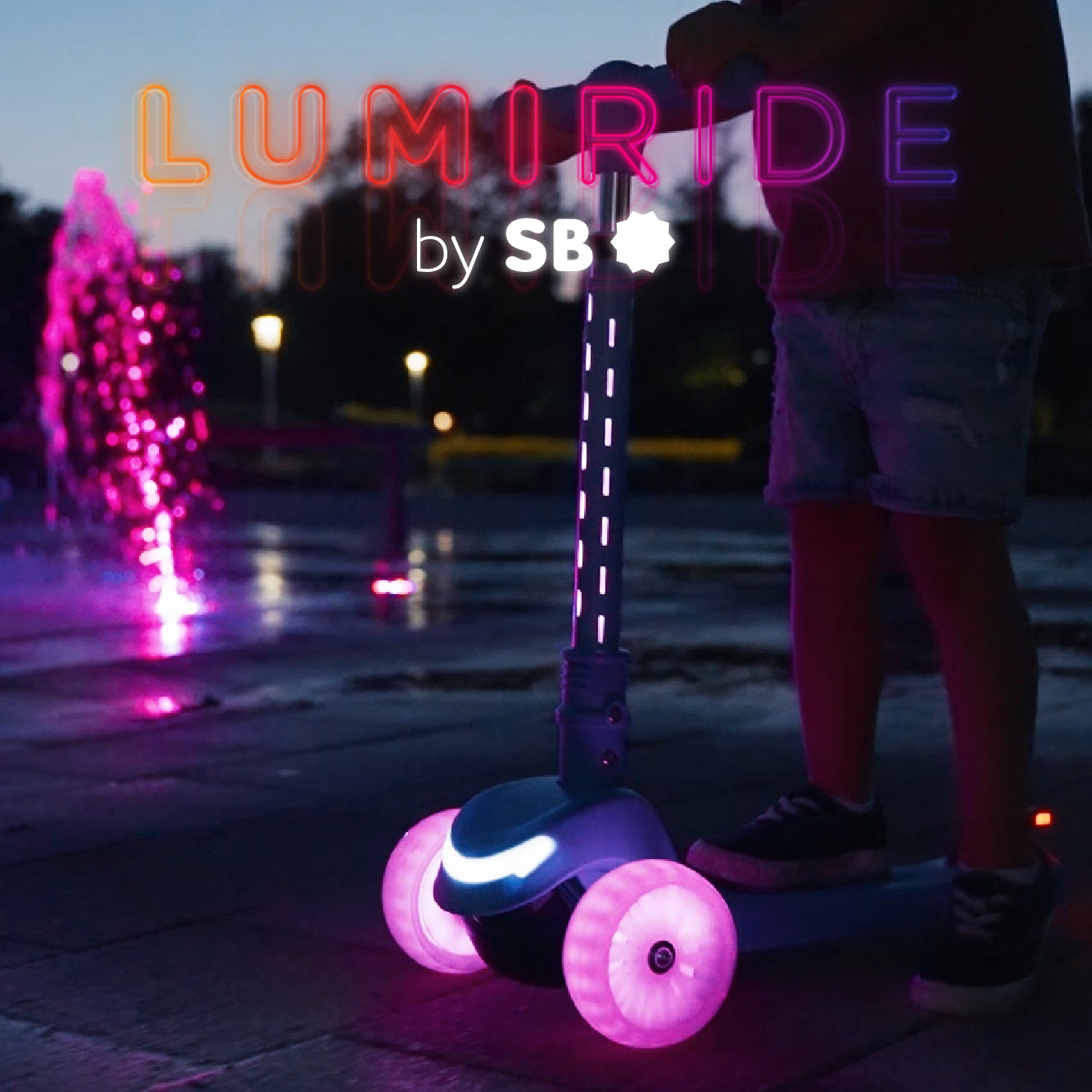 Hulajnoga trójkołowa balansowa składana regulowana Koła tęcza Lumi Ride LED 7 kolorów 20 programów niebieski Sun Baby