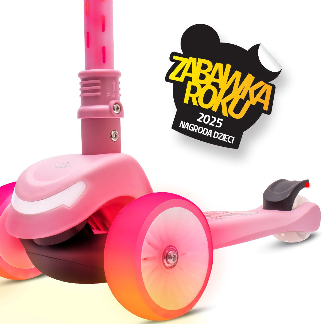 Three-wheeled balance scooter, foldable, adjustable, rainbow wheels, Lumi Ride LED, 7 colors, 20 programs, pink, Sun Baby