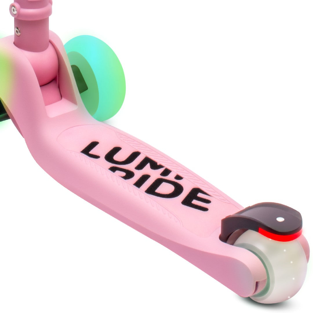 Three-wheeled balance scooter, foldable, adjustable, rainbow wheels, Lumi Ride LED, 7 colors, 20 programs, pink, Sun Baby