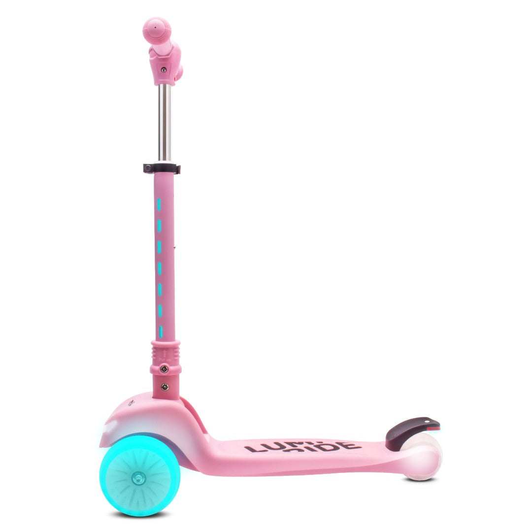 Three-wheeled balance scooter, foldable, adjustable, rainbow wheels, Lumi Ride LED, 7 colors, 20 programs, pink, Sun Baby