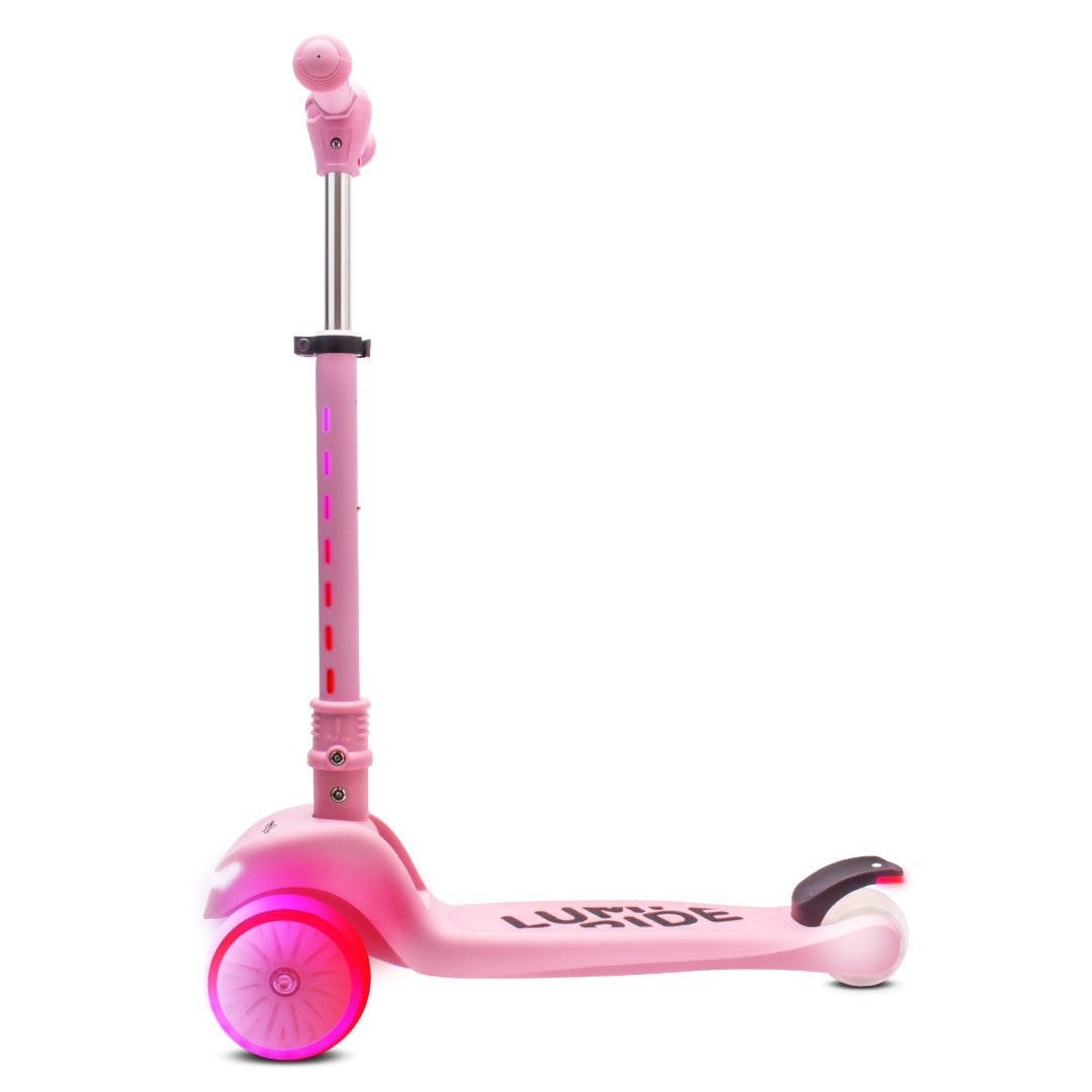 Three-wheeled balance scooter, foldable, adjustable, rainbow wheels, Lumi Ride LED, 7 colors, 20 programs, pink, Sun Baby