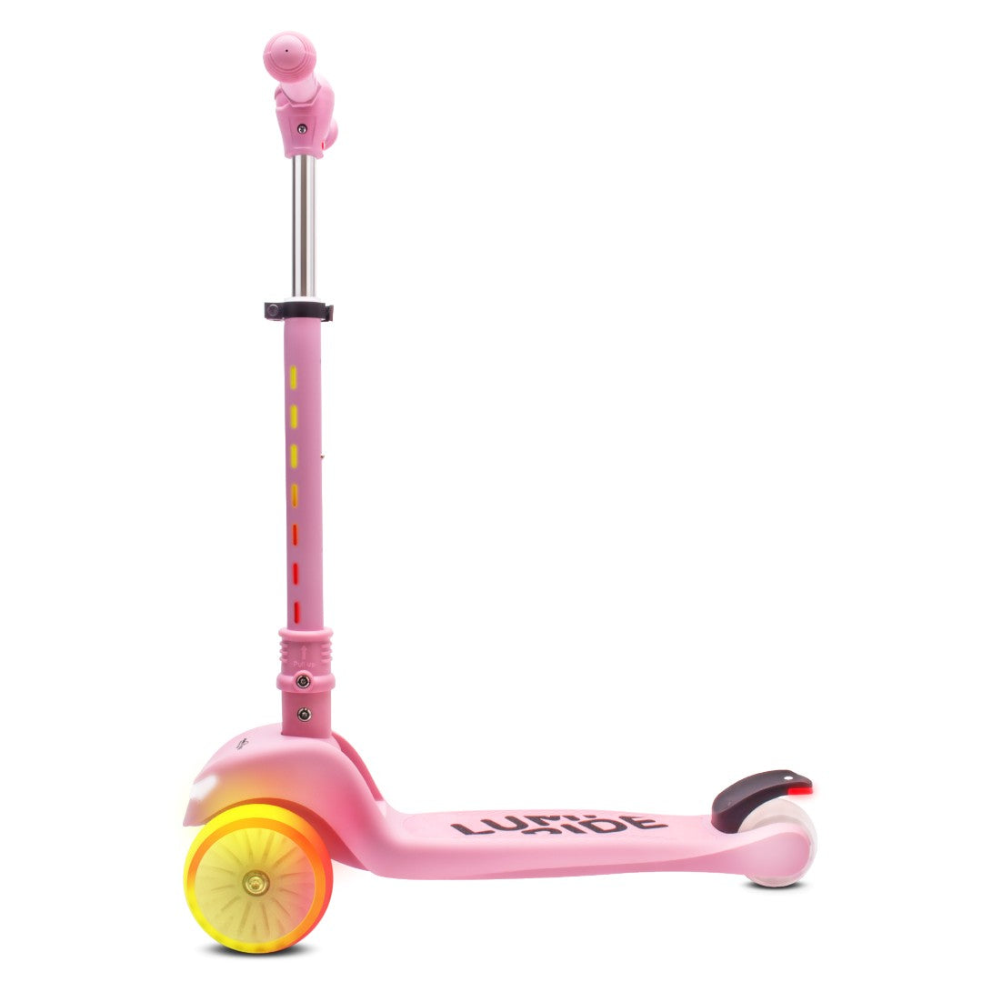 Three-wheeled balance scooter, foldable, adjustable, rainbow wheels, Lumi Ride LED, 7 colors, 20 programs, pink, Sun Baby