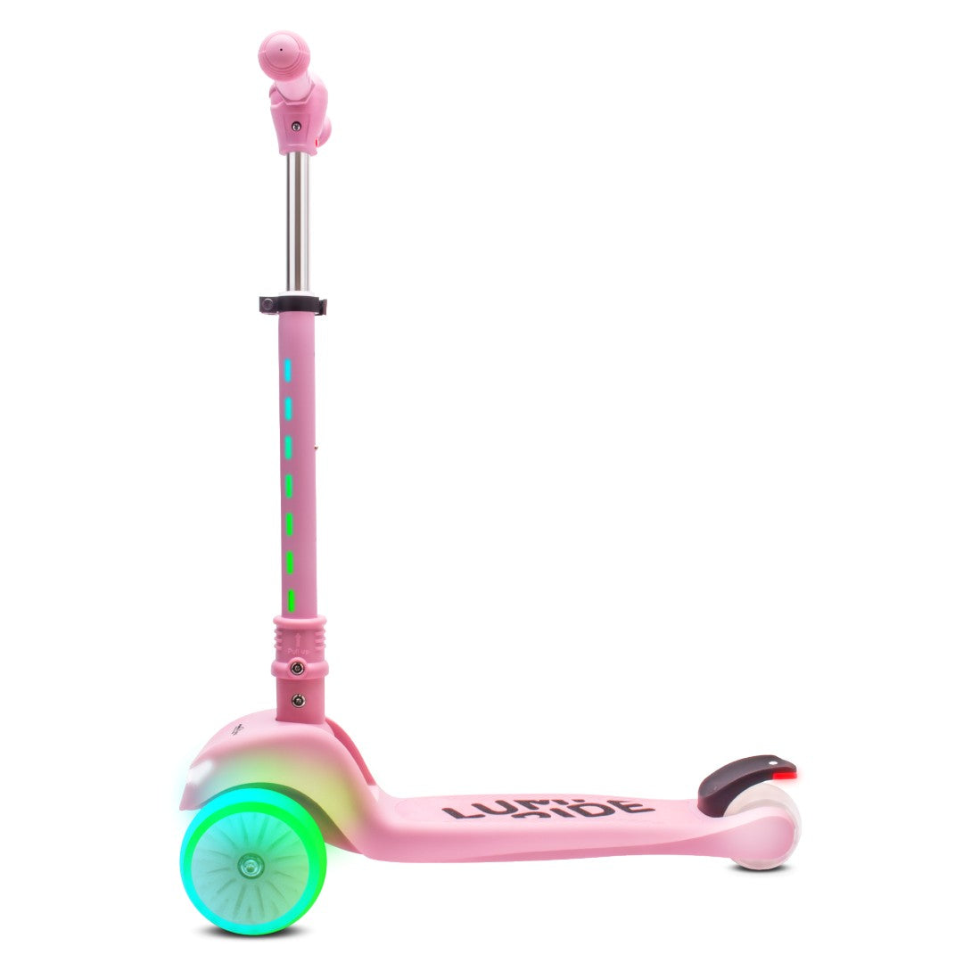 Three-wheeled balance scooter, foldable, adjustable, rainbow wheels, Lumi Ride LED, 7 colors, 20 programs, pink, Sun Baby