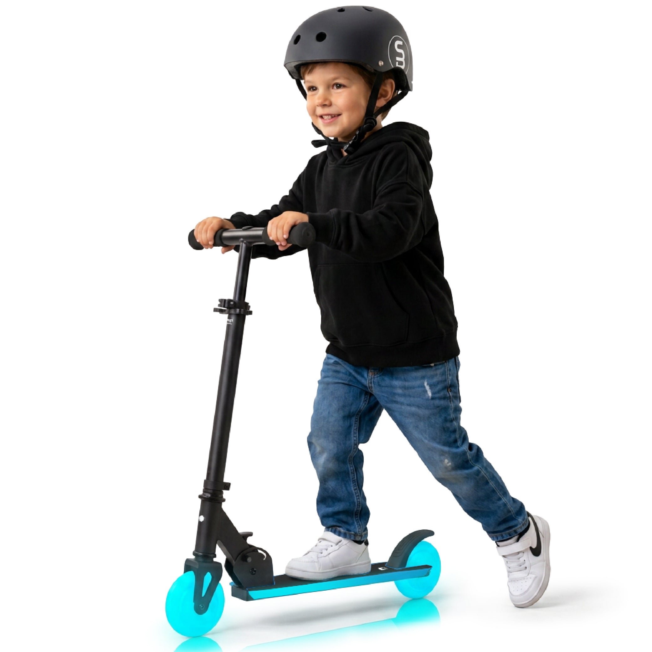 LUMI RIDE Hulajnoga dwukołowa dla dzieci składana regulowana LED 7 kolorów 20 programów czarny Sun Baby