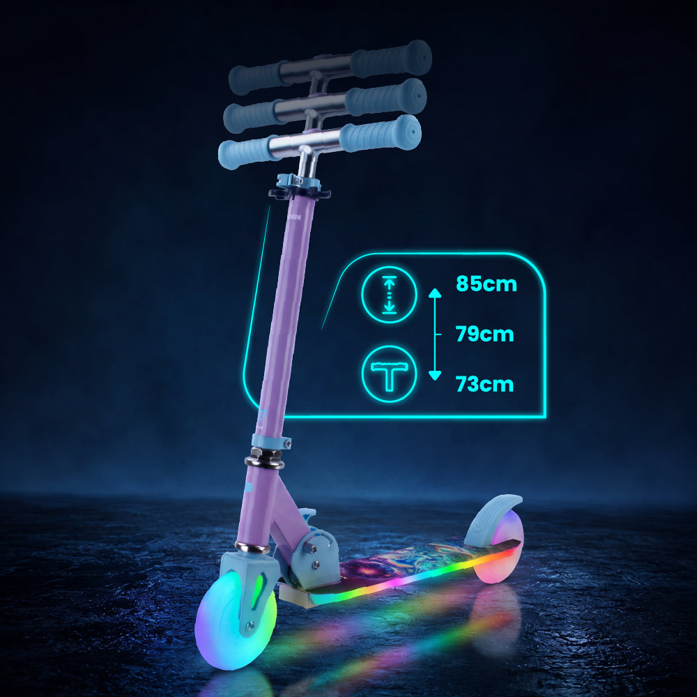 LUMI RIDE Hulajnoga dwukołowa dla dzieci składana regulowana LED 7 kolorów 20 programów Unicorn Sun Baby