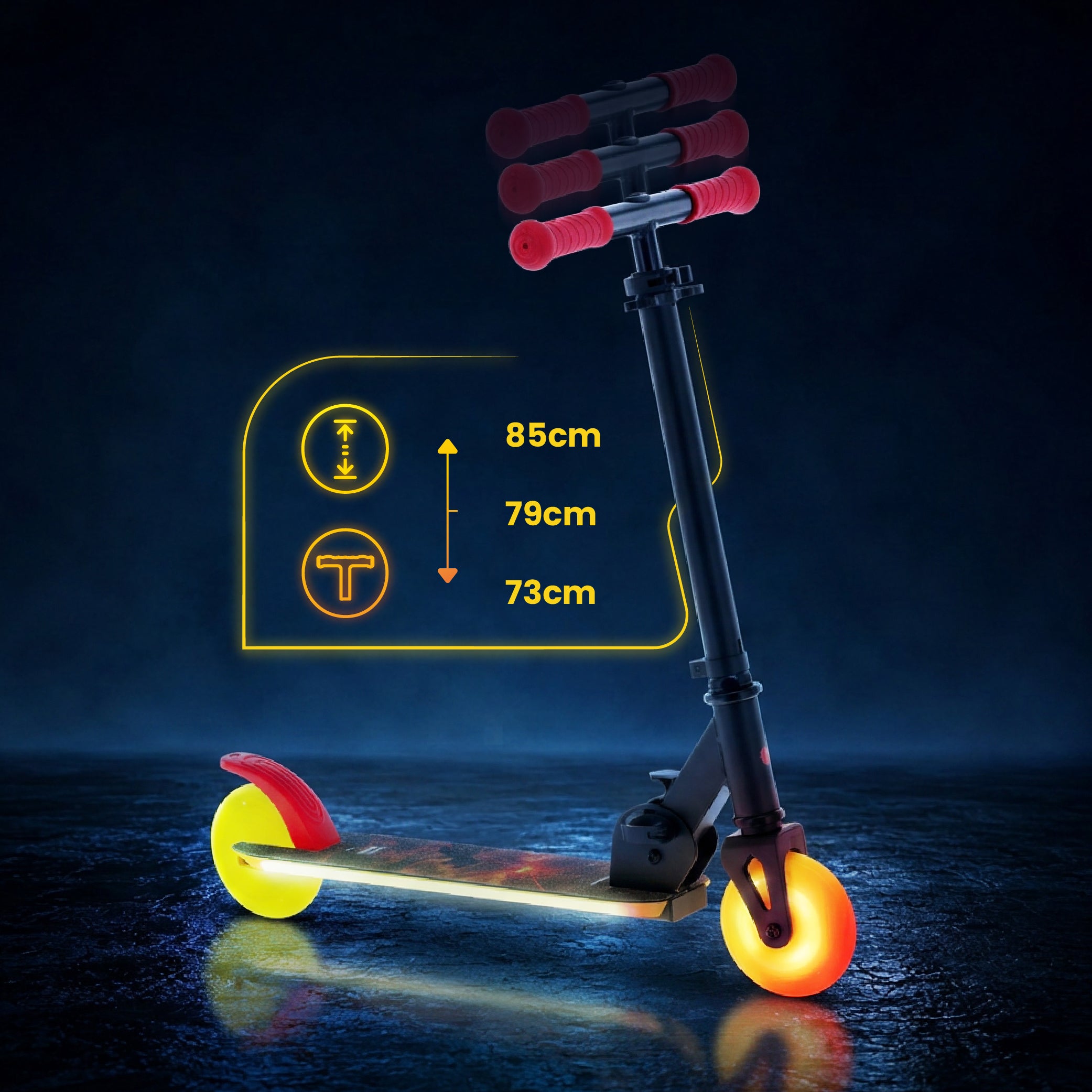 LUMI RIDE Hulajnoga dwukołowa dla dzieci składana regulowana LED 7 kolorów 20 programów DINOZAURY czarny Sun Baby