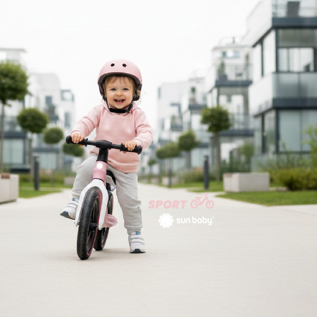 Lekki rowerek biegowy dla dzieci SPORT nylonowy 2,5 kg Błotnik koła pompowane od 2 lat różowy