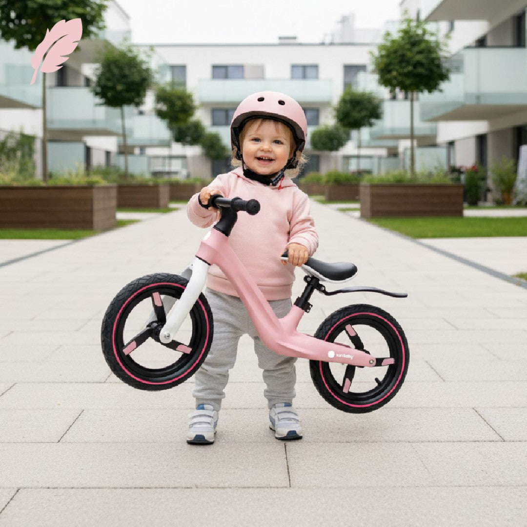 Lekki rowerek biegowy dla dzieci SPORT nylonowy 2,5 kg Błotnik koła pompowane od 2 lat różowy