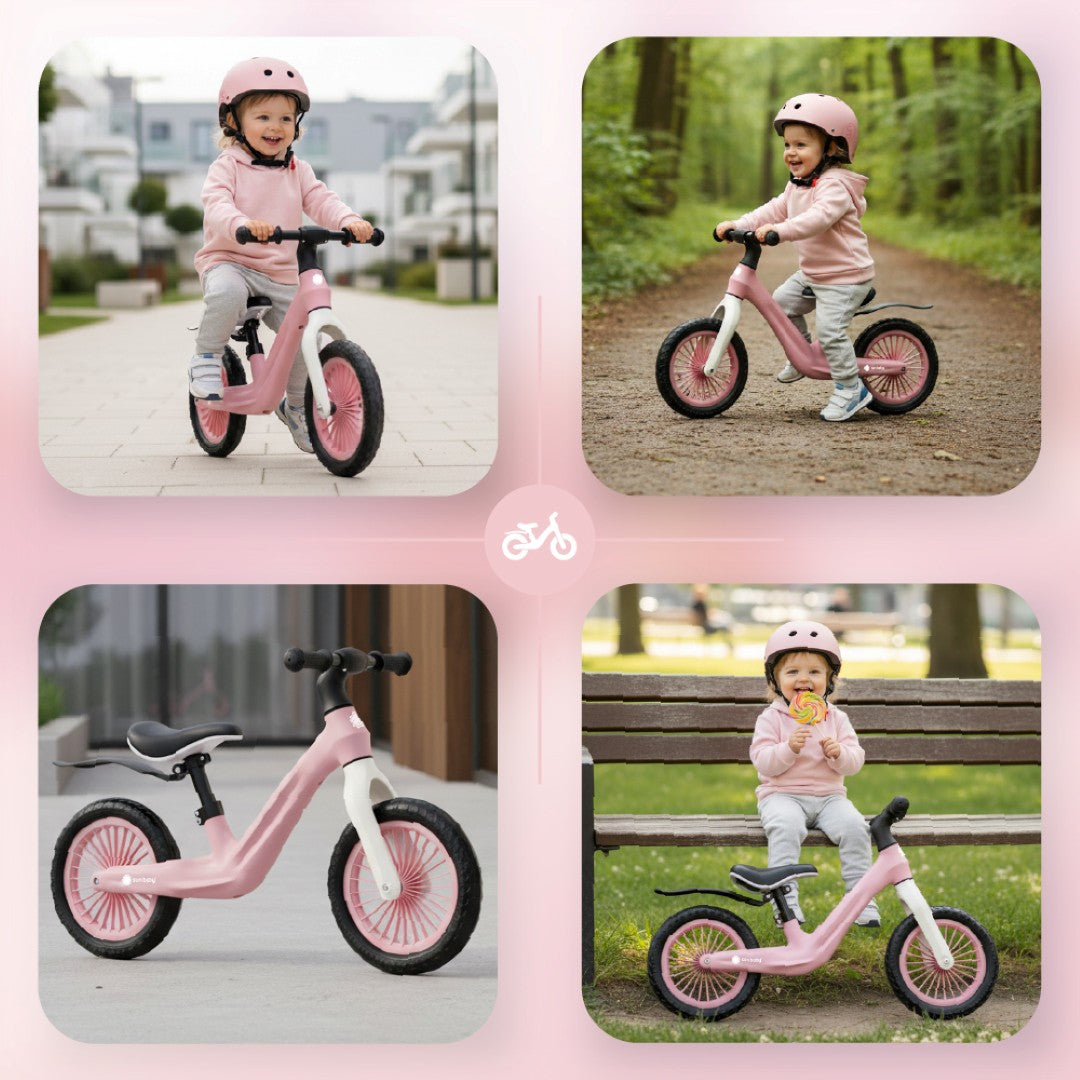 Laufrad für Kinder, sportliches Nylon-Fahrrad, leichte Schutzbleche, EVA-Schaumstoffräder, rosa