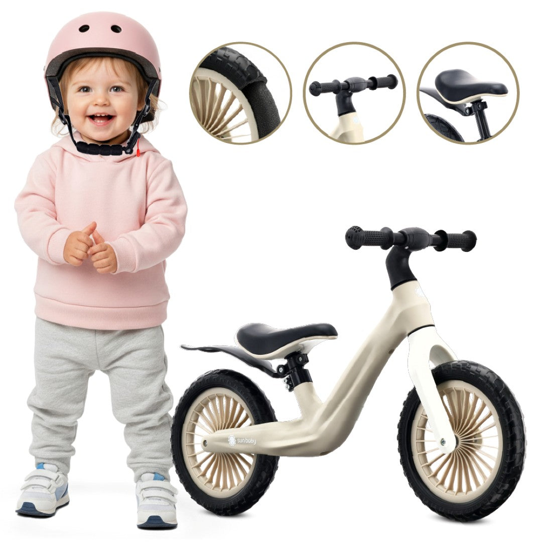 Laufrad für Kinder, sportliches Nylon-Fahrrad, leichte Schutzbleche, EVA-Schaumstoffräder, beige