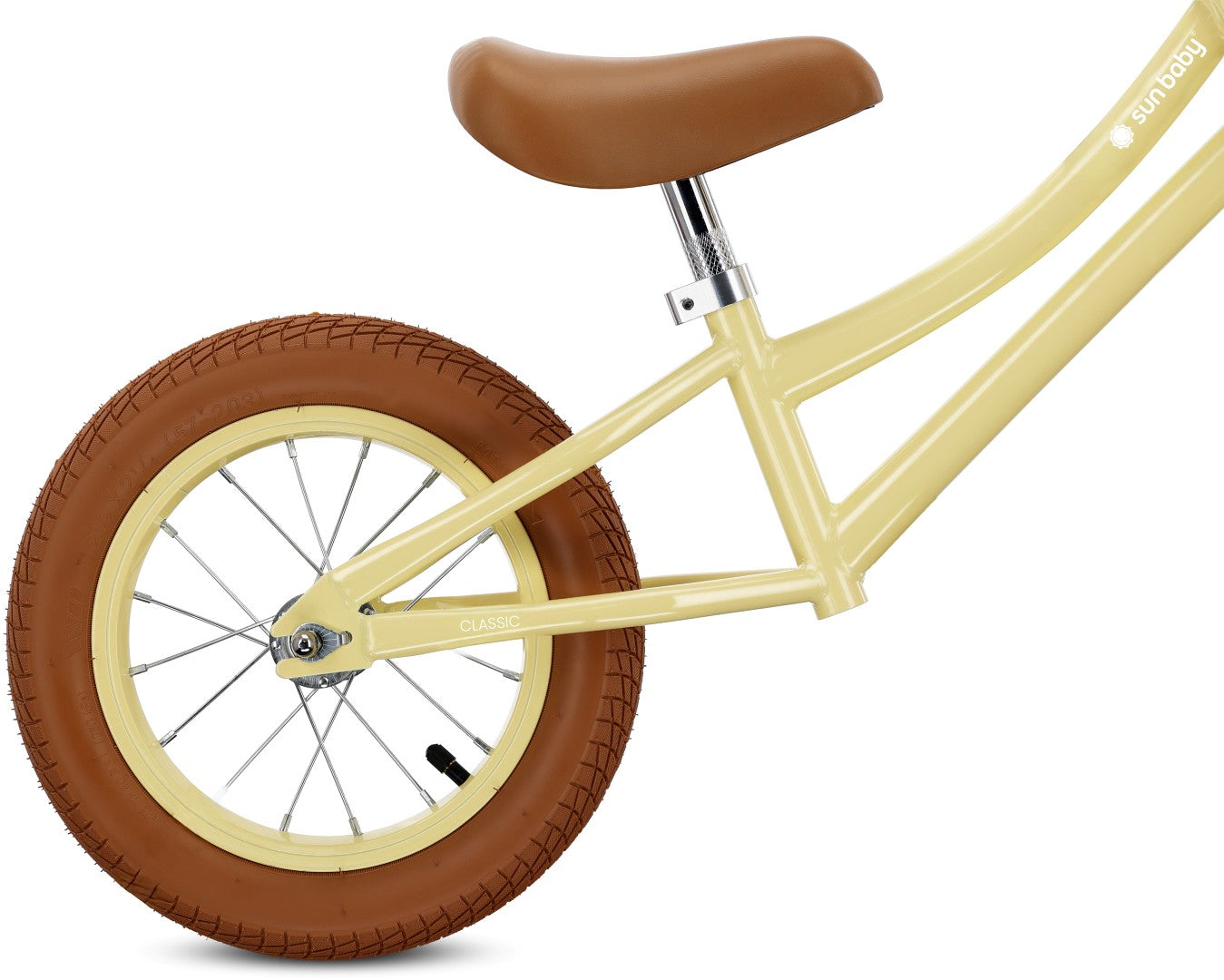 Ekologiczny Rowerek biegowy dla dzieci Rower Koszyk Lekki 3,9 kg Retro pompowane koła Classic butter yellow