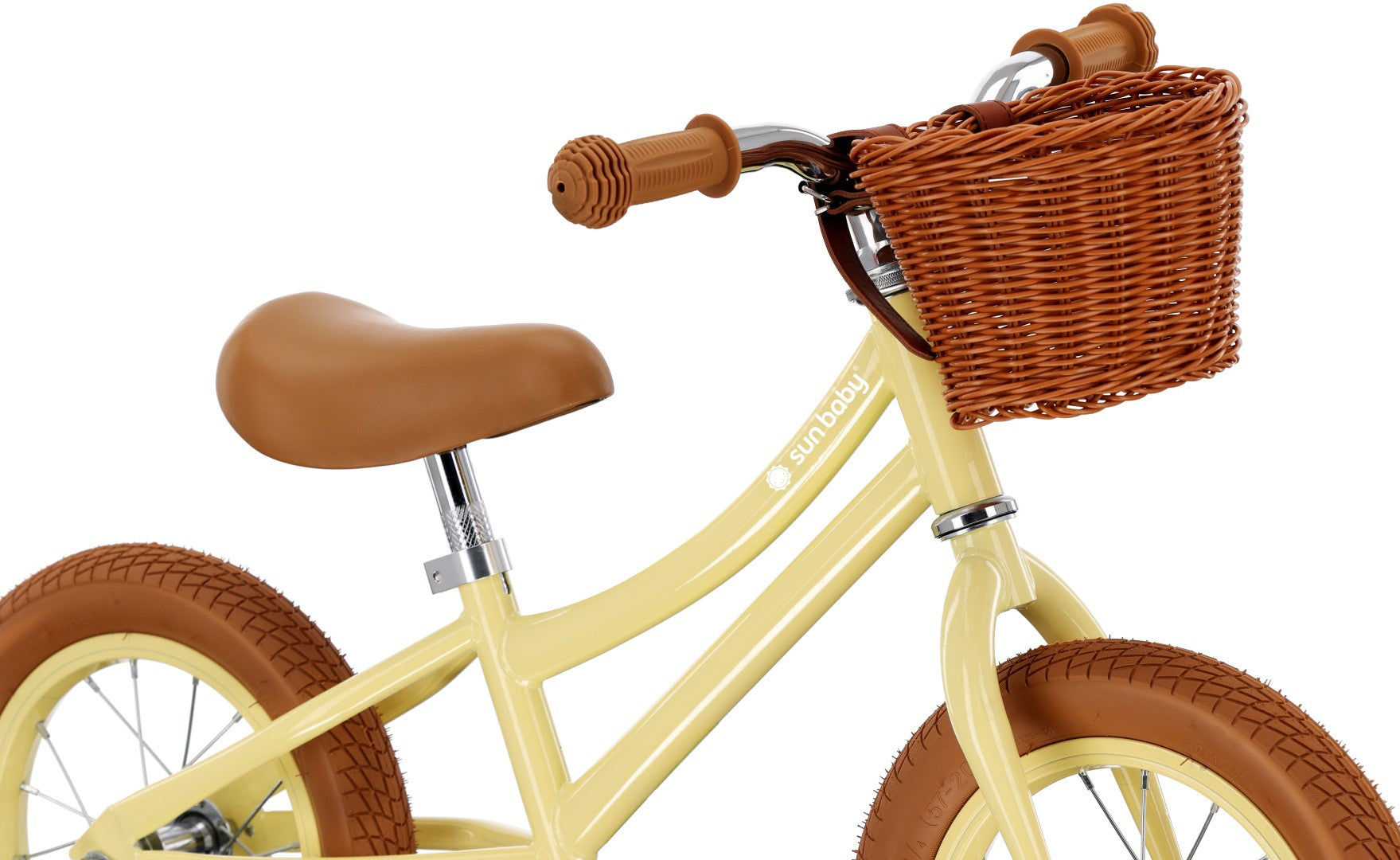 Ekologiczny Rowerek biegowy dla dzieci Rower Koszyk Lekki 3,9 kg Retro pompowane koła Classic butter yellow
