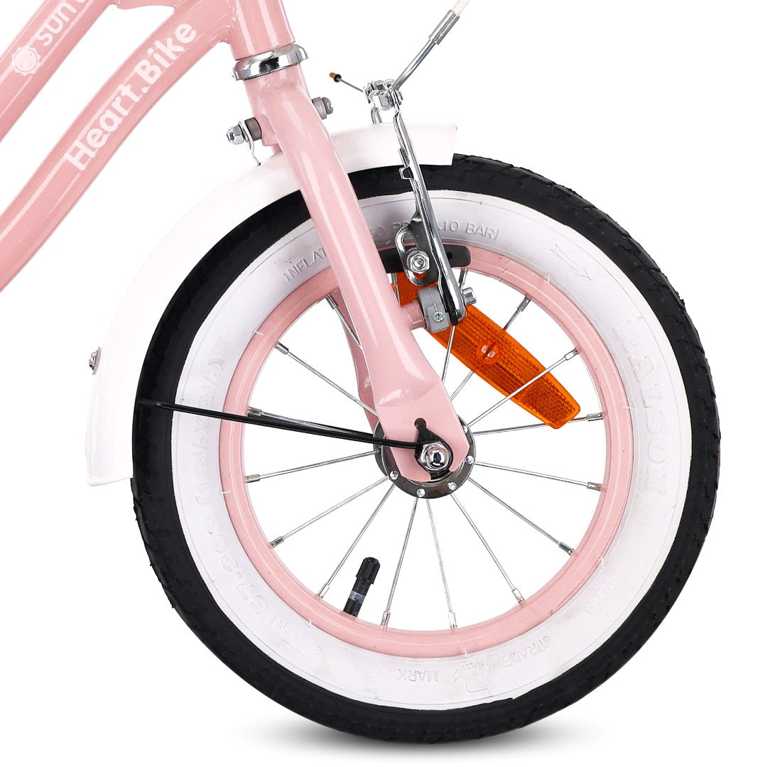 Rower dziecięcy Rower dla dziewczynki 12 cali Koszyk Prowadnik Kółka boczne Heart Bike różowy Sun Baby