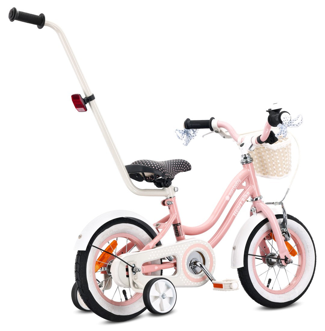 Rower dziecięcy Rower dla dziewczynki 12 cali Koszyk Prowadnik Kółka boczne Heart Bike różowy Sun Baby