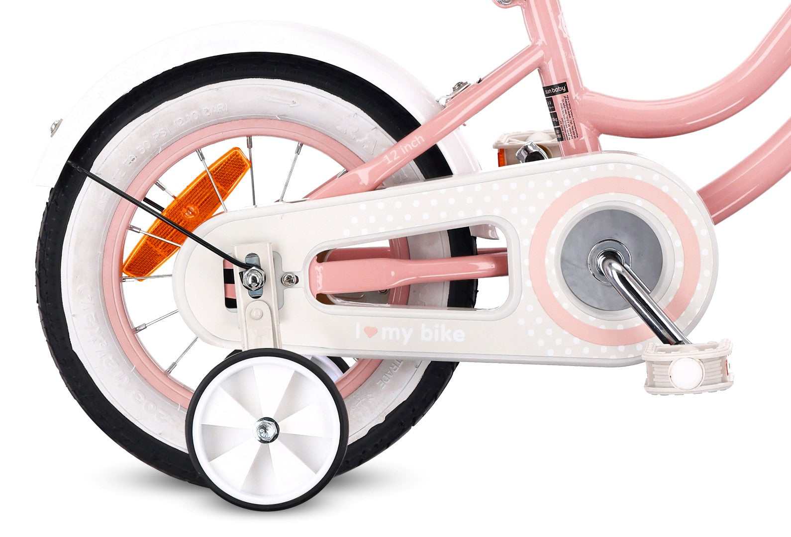 Rower dziecięcy Rower dla dziewczynki 12 cali Koszyk Prowadnik Kółka boczne Heart Bike różowy Sun Baby