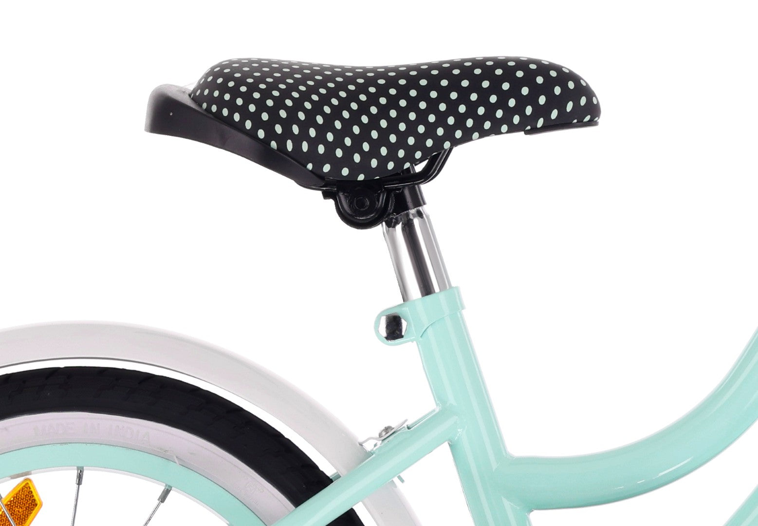 14-Zoll-Mädchenfahrrad mit Schieber, Seitenrädern und Korb, Heart Bike, mintgrün