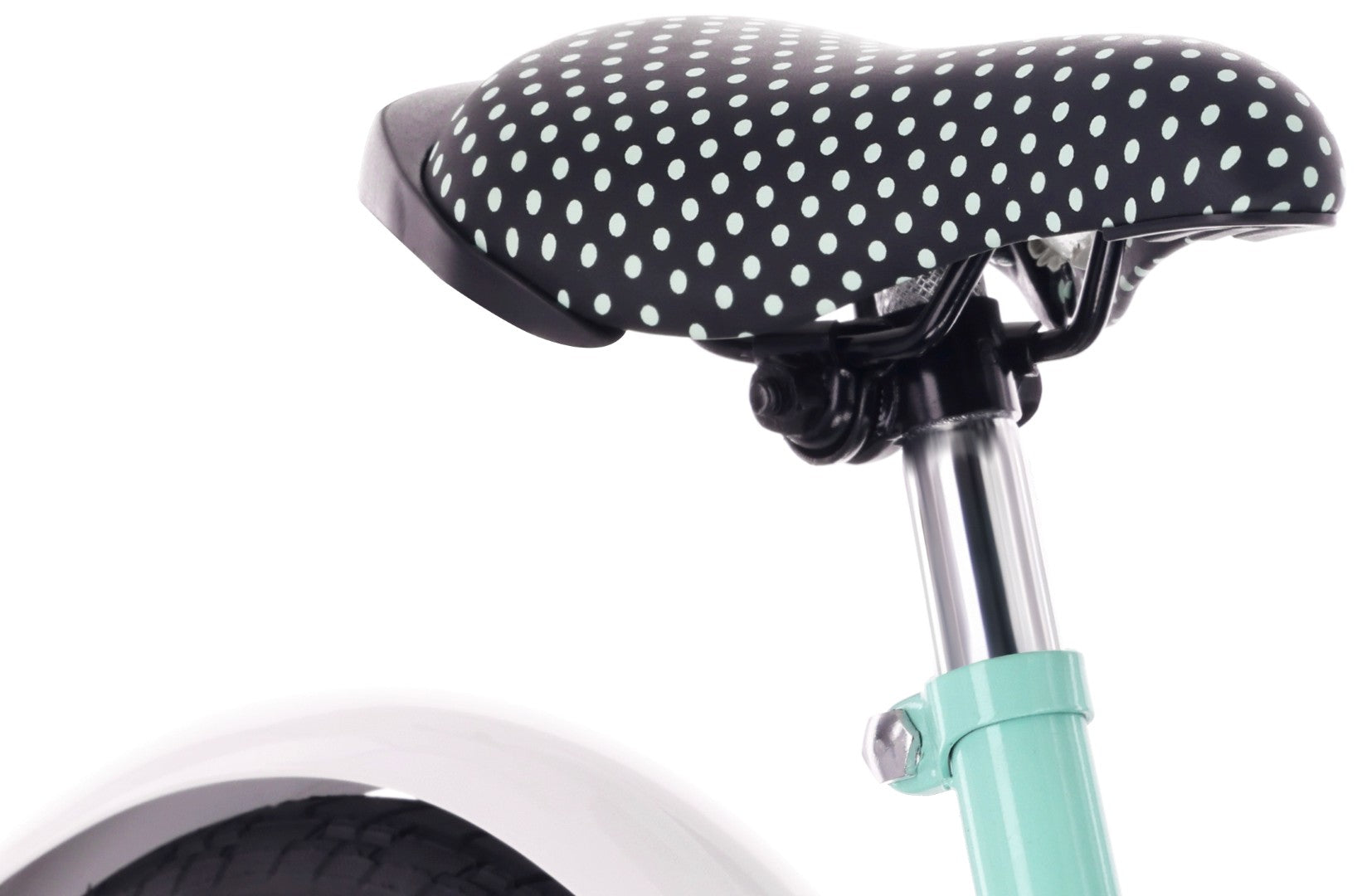 14-Zoll-Mädchenfahrrad mit Schieber, Seitenrädern und Korb, Heart Bike, mintgrün