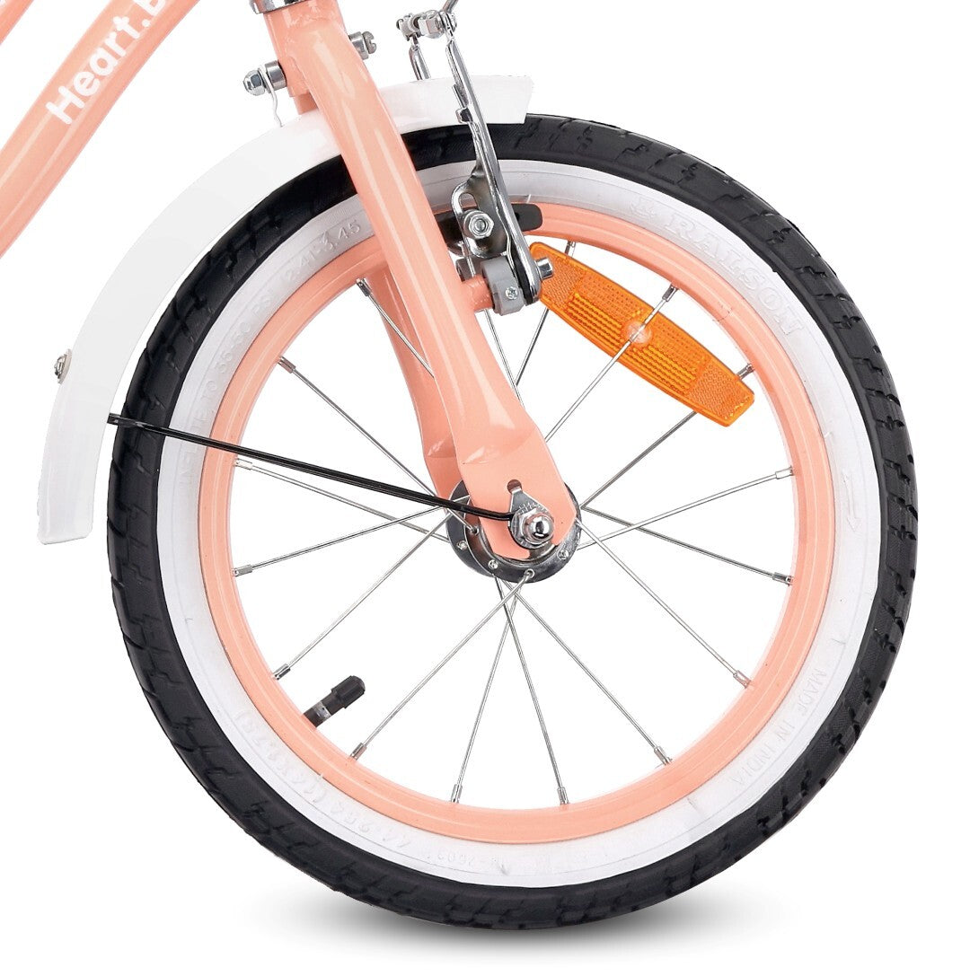 Rower dla dziewczynki 14 cali Pchacz Kółka boczne Heart bike morelowy
