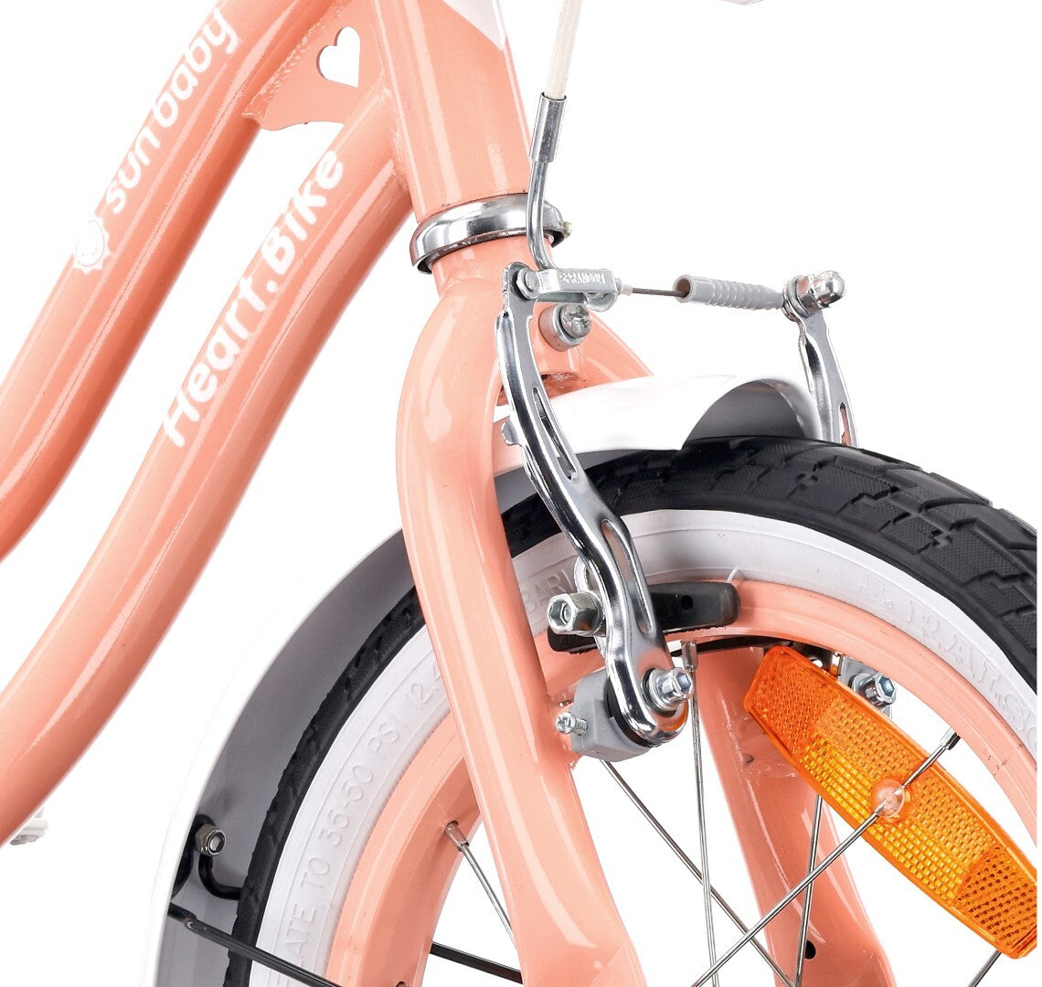 Rower dla dziewczynki 14 cali Pchacz Kółka boczne Heart bike morelowy