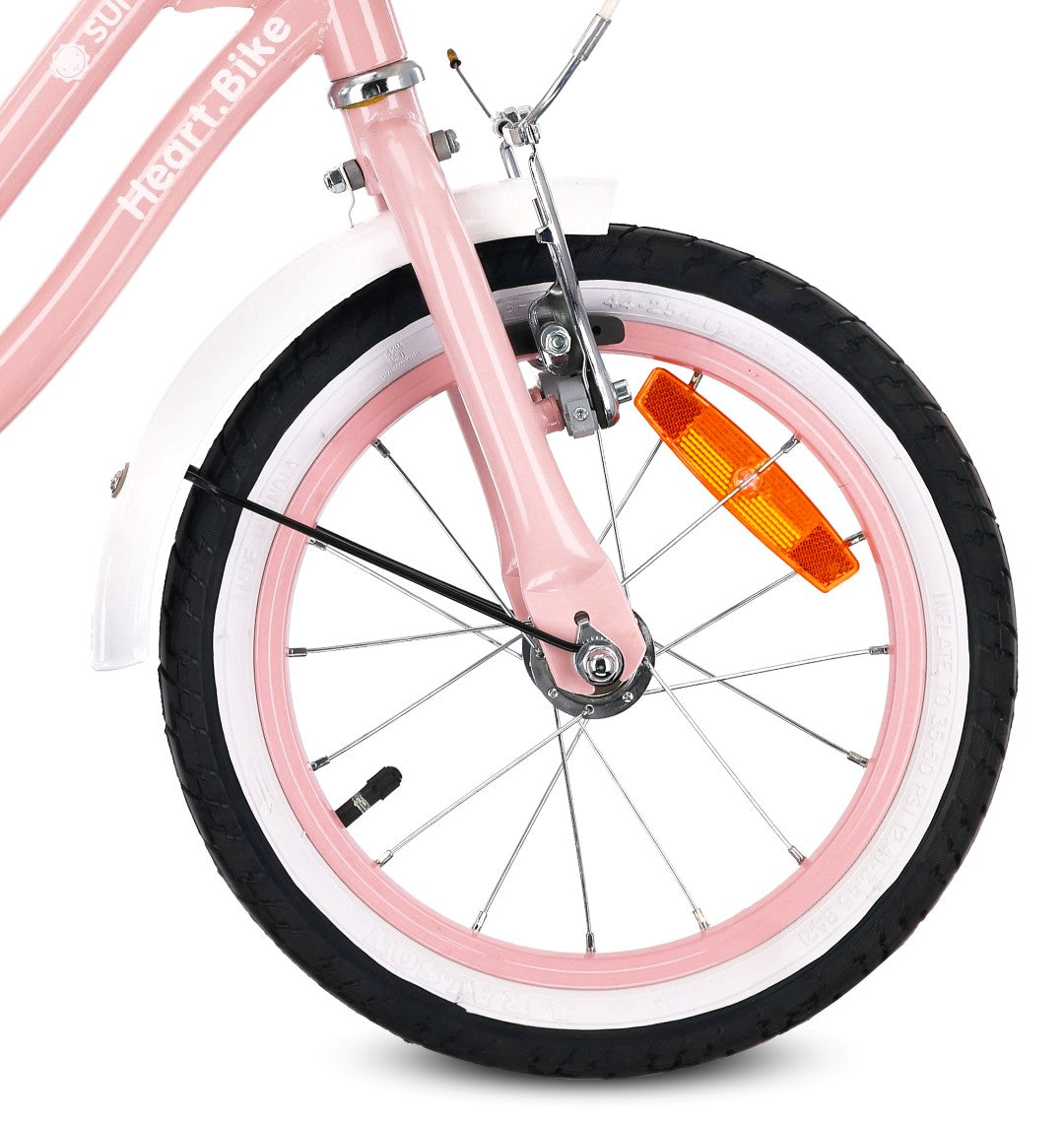 Rower dla dziewczynki 14 cali Pchacz Kółka boczne Koszyk Heart bike różowy