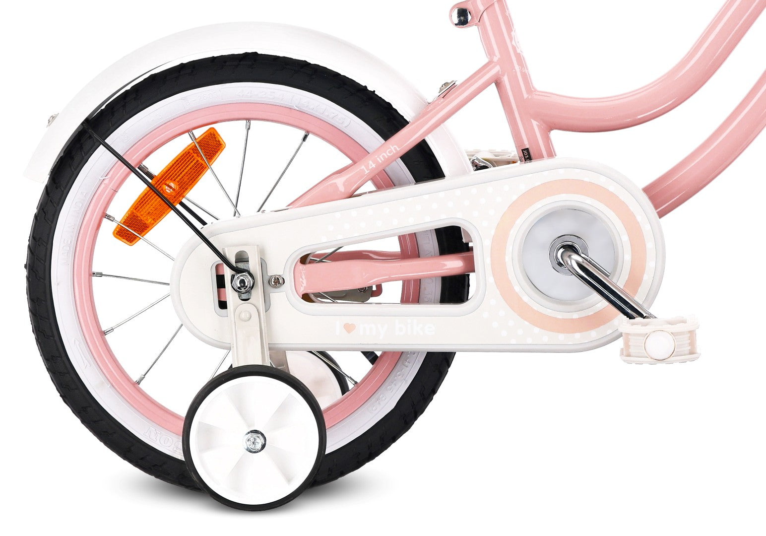 Rower dla dziewczynki 14 cali Pchacz Kółka boczne Koszyk Heart bike różowy