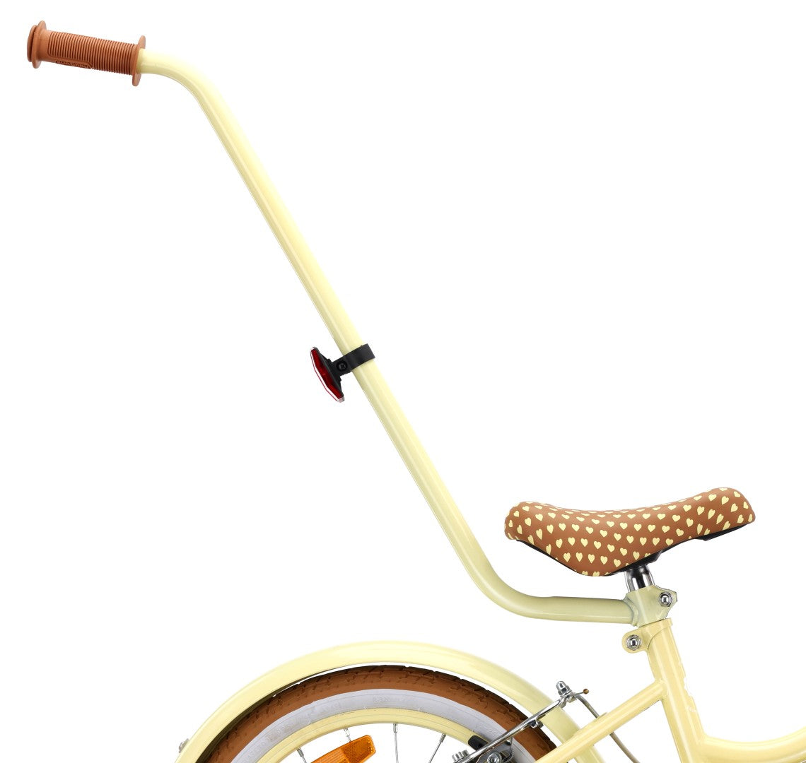 Rower dziecięcy 16 cali dla dziewczynki 4 5 6 lat Prowadnik Koszyk Kółka boczne Dzwonek Heart Bike Butter yellow