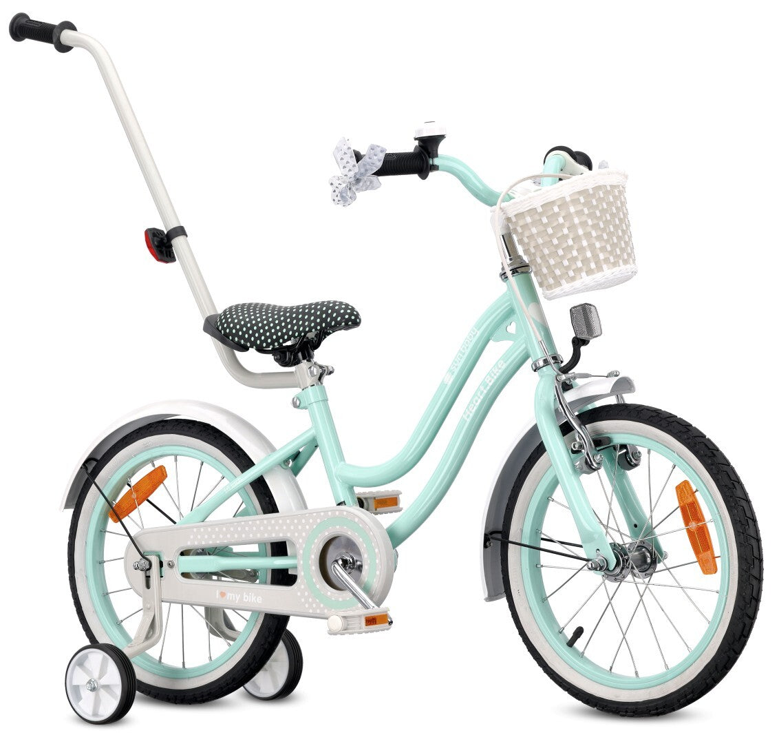 Rower dla dziewczynki 16 cali Heart bike - miętowy