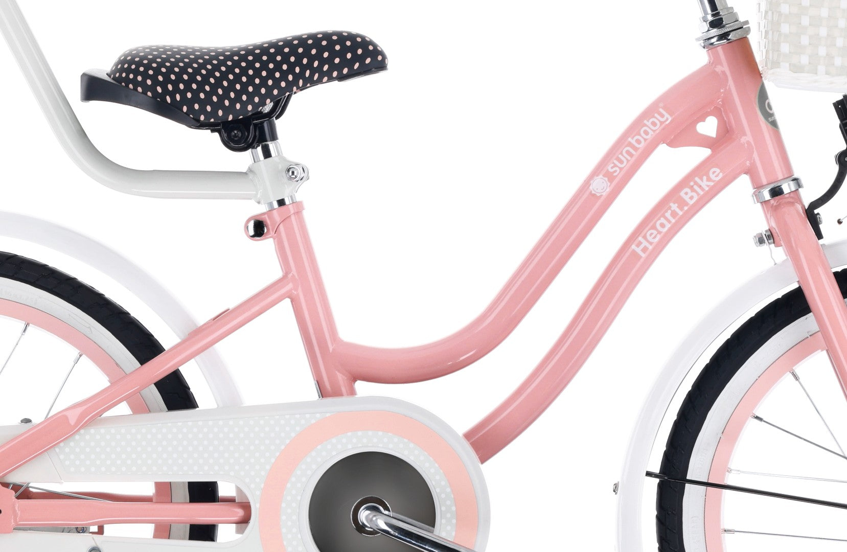 16-Zoll-Mädchenfahrrad mit Schieber und Stützrädern, Herz-Fahrrad, pink