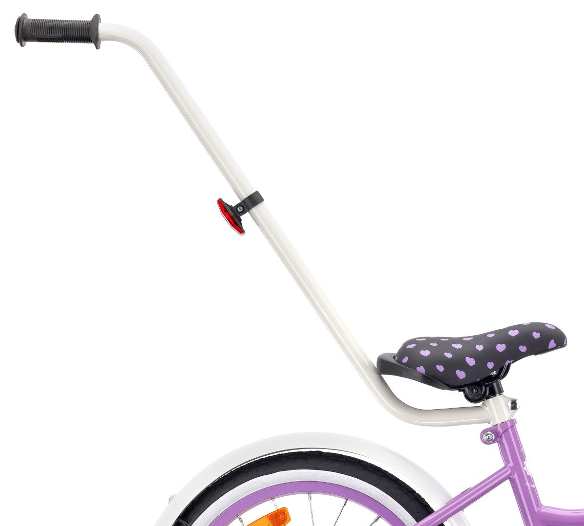 Rower dla dziewczynki 16 cali Pchacz kółka boczne Heart Bike fioletowy