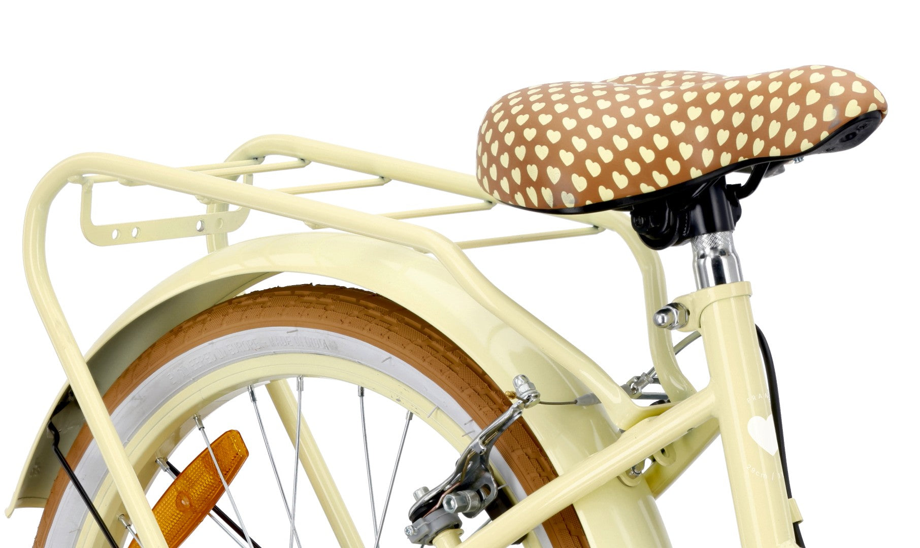 Rower dziecięcy 20 cali dla dziewczynki Shimano 6 biegów 5 6 7 8 lat Bagażnik Stopka Retro Heart Bike Butter yellow