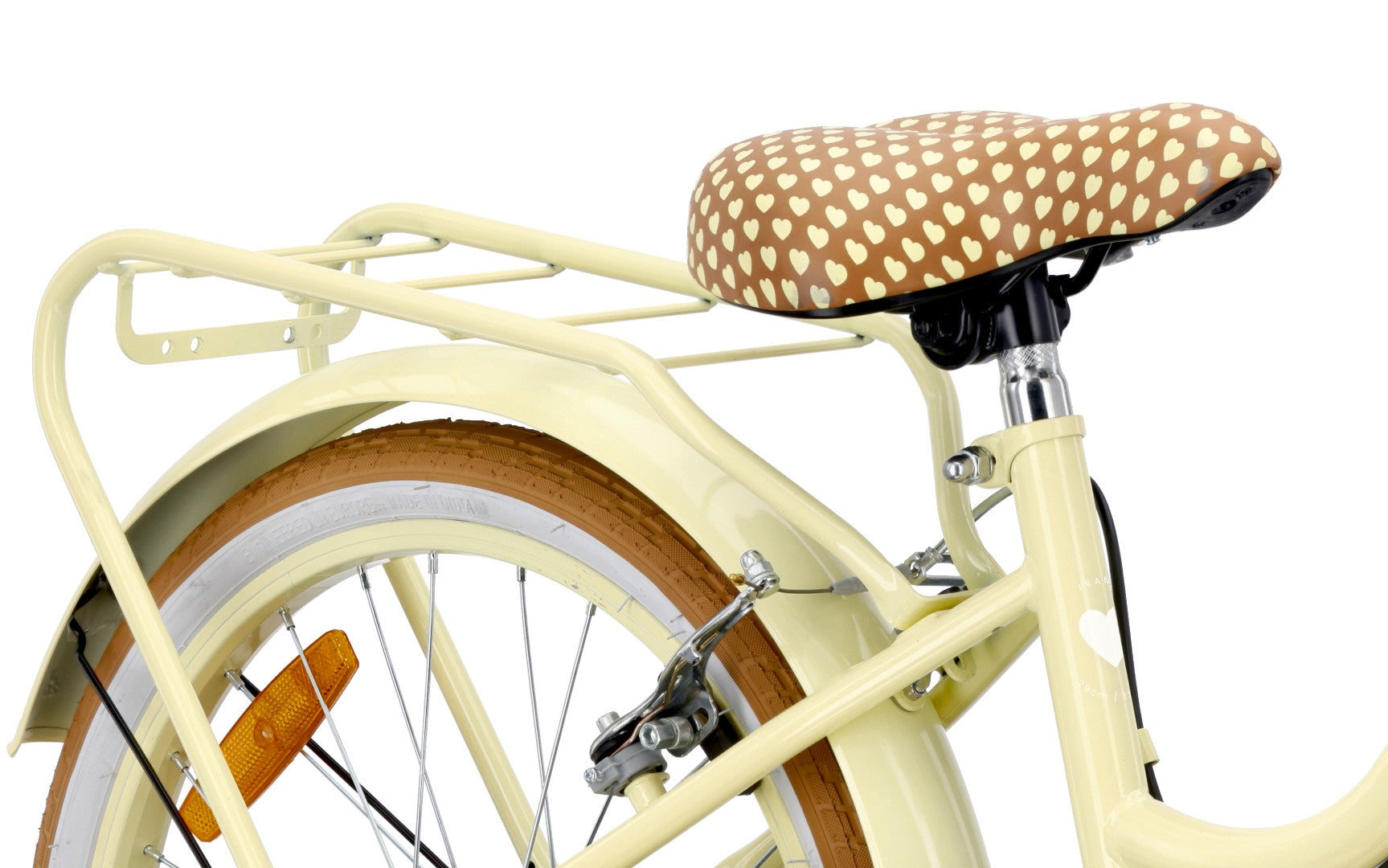Rower dziecięcy 20 cali dla dziewczynki Shimano 6 biegów 5 6 7 8 lat Bagażnik Stopka Retro Heart Bike Butter yellow