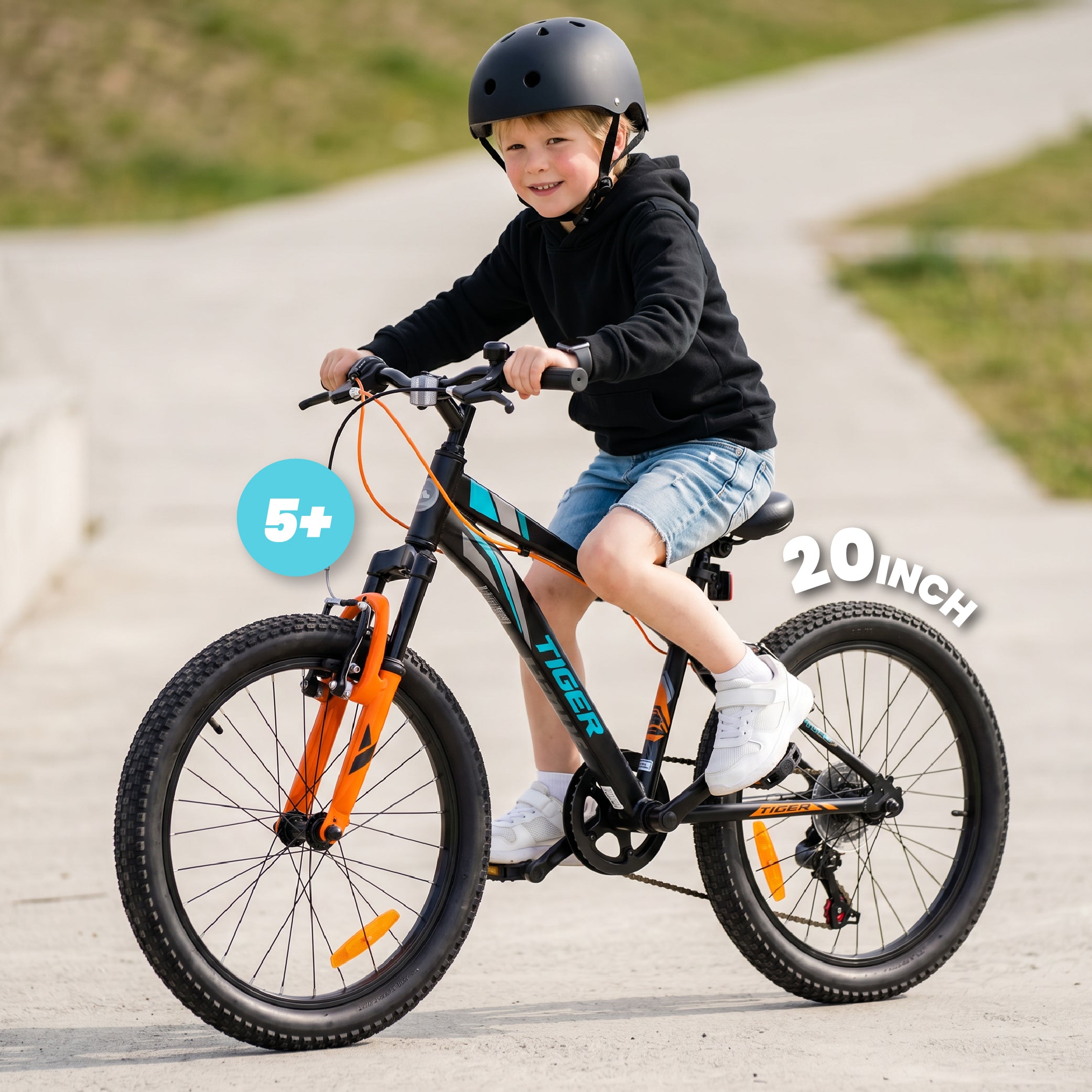 Rower dziecięcy 20 cali chłopięcy 6 biegów Shimano amortyzator szerokie opony Tiger Bike