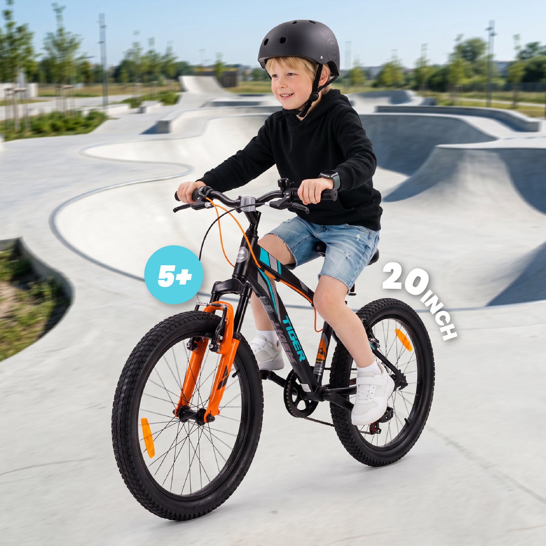 Rower dziecięcy 20 cali chłopięcy 6 biegów Shimano amortyzator szerokie opony Tiger Bike