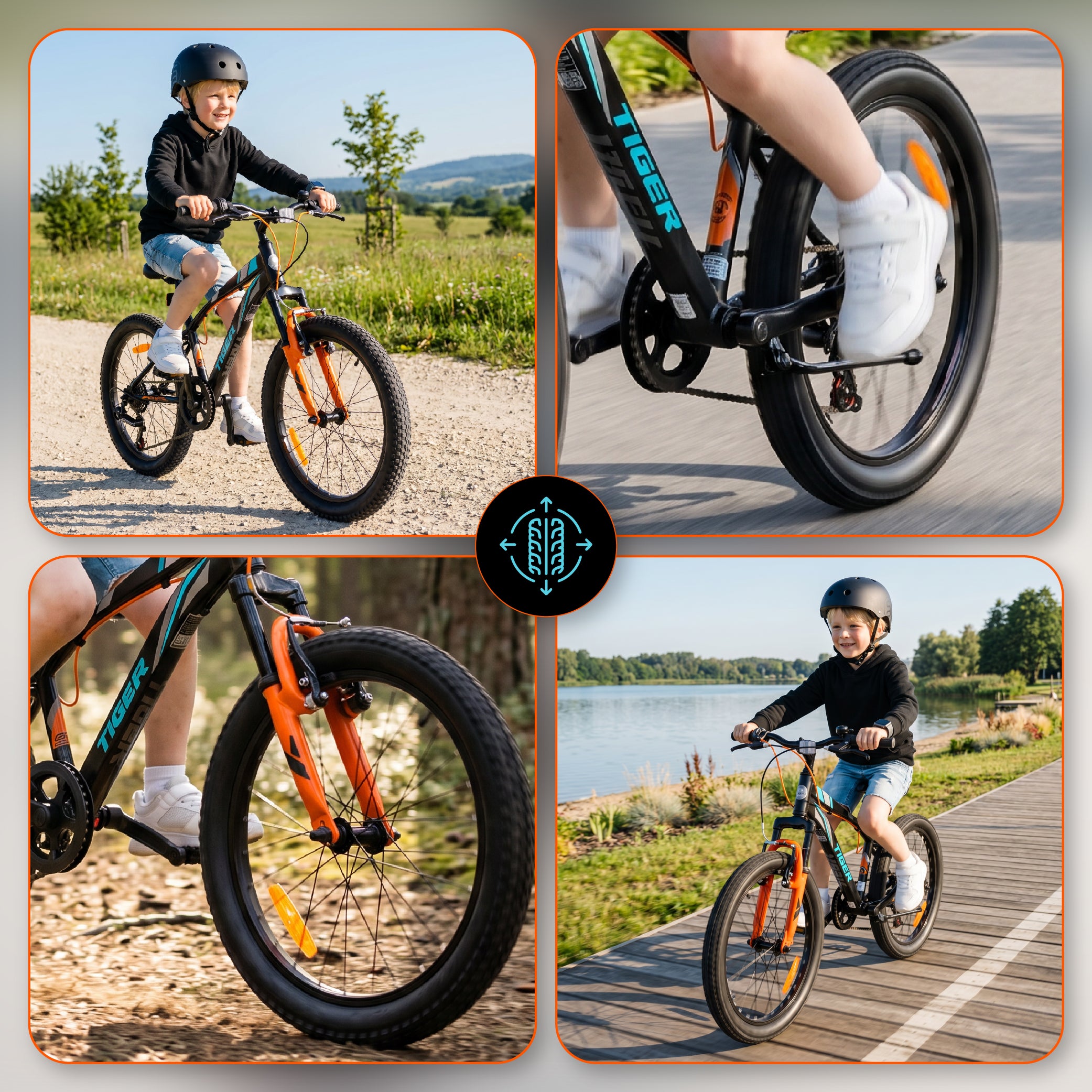 Rower dziecięcy 20 cali chłopięcy 6 biegów Shimano amortyzator szerokie opony Tiger Bike