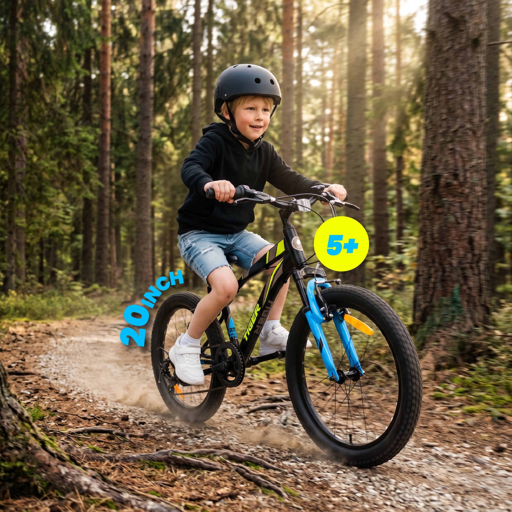 20-inch boys' bike, 6-speed Shimano shock absorber, wide tires Tiger Bike