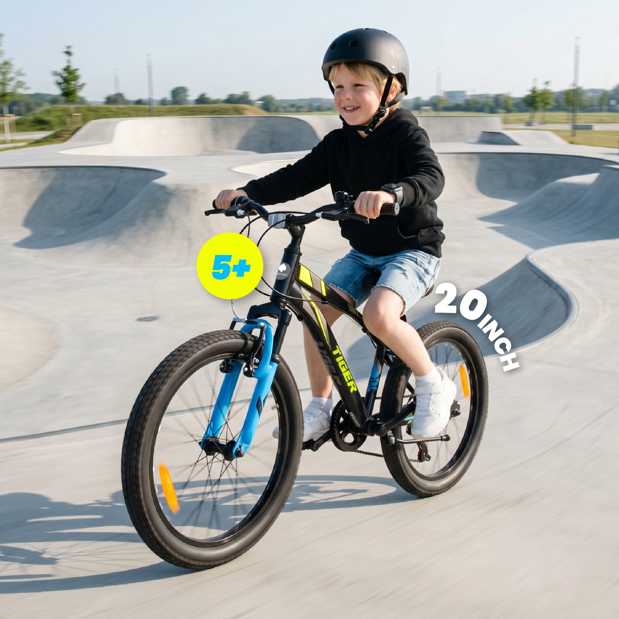 20-inch boys' bike, 6-speed Shimano shock absorber, wide tires Tiger Bike