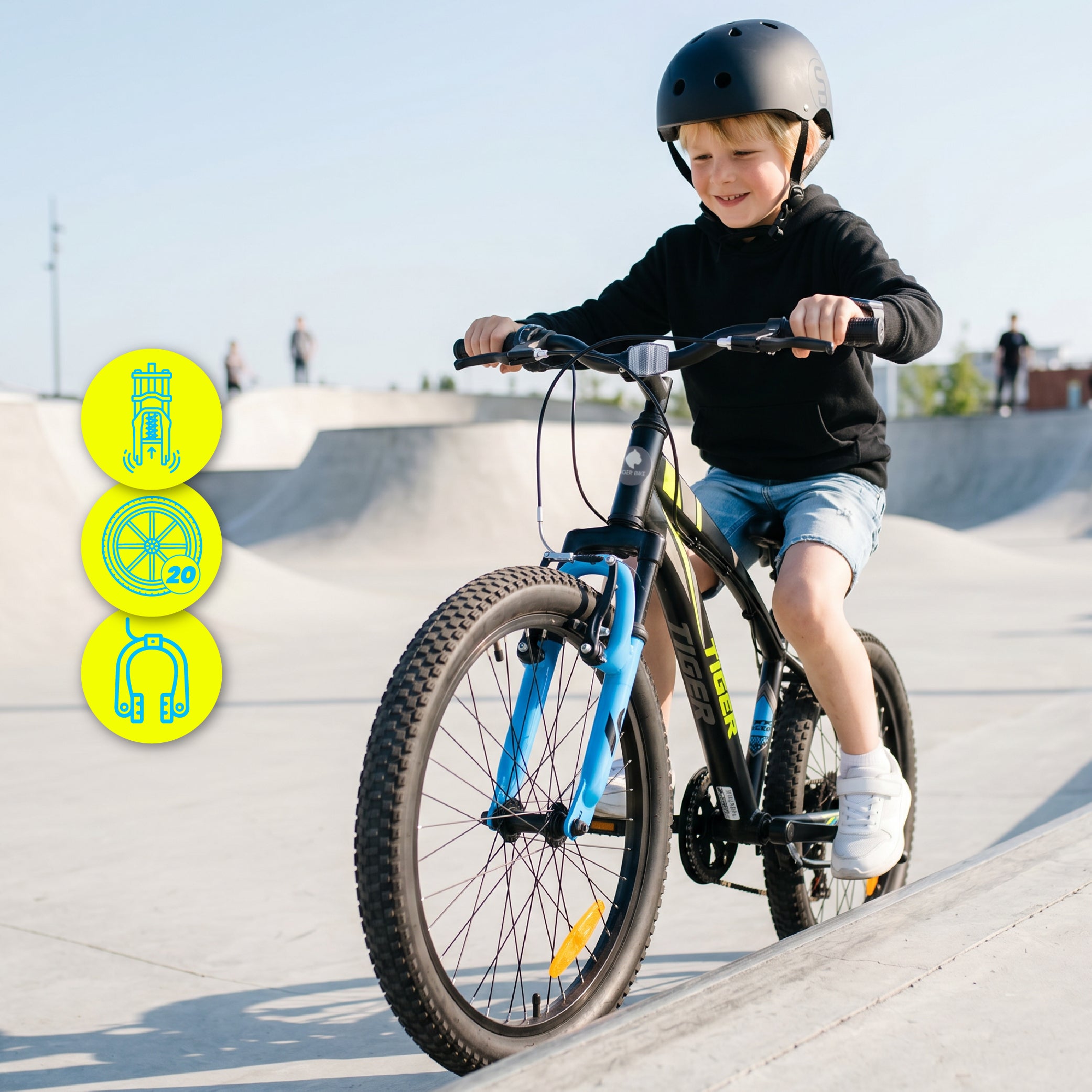 20-inch boys' bike, 6-speed Shimano shock absorber, wide tires Tiger Bike