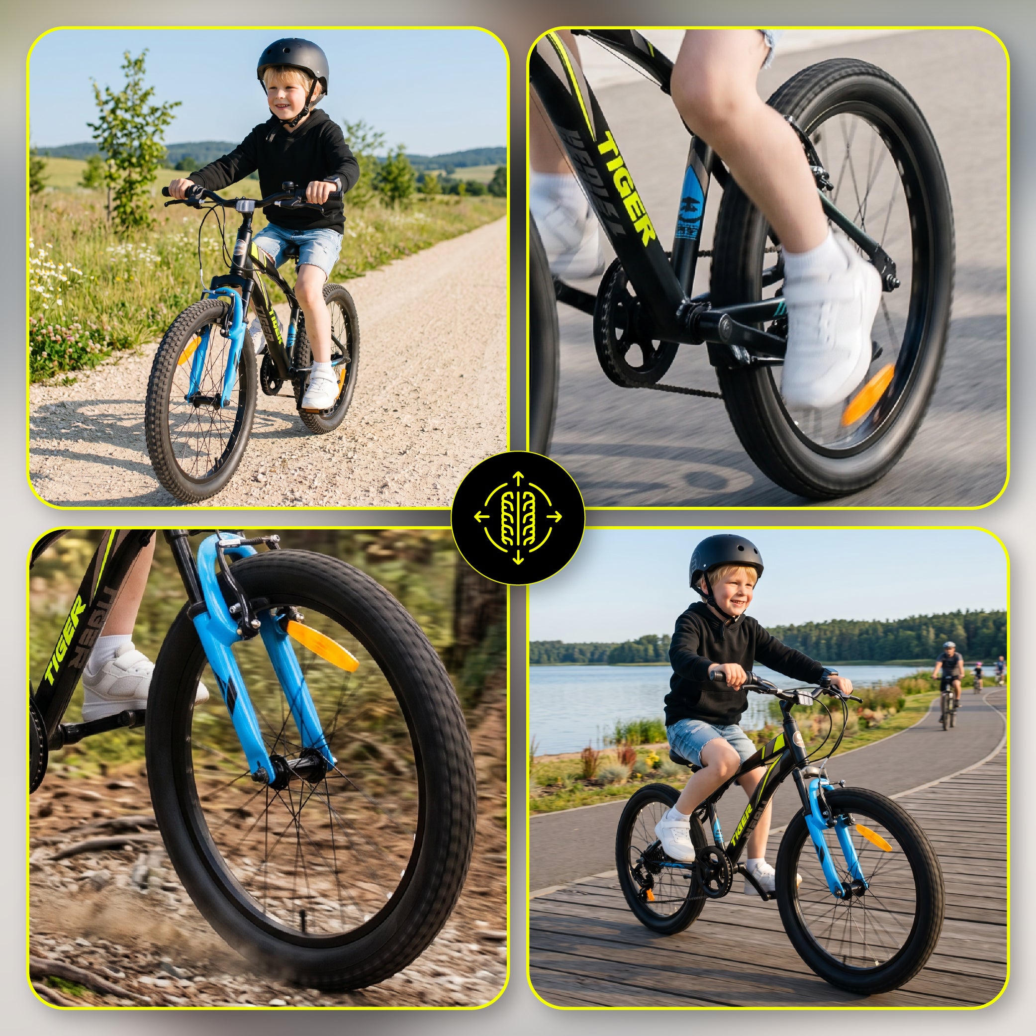 20-inch boys' bike, 6-speed Shimano shock absorber, wide tires Tiger Bike