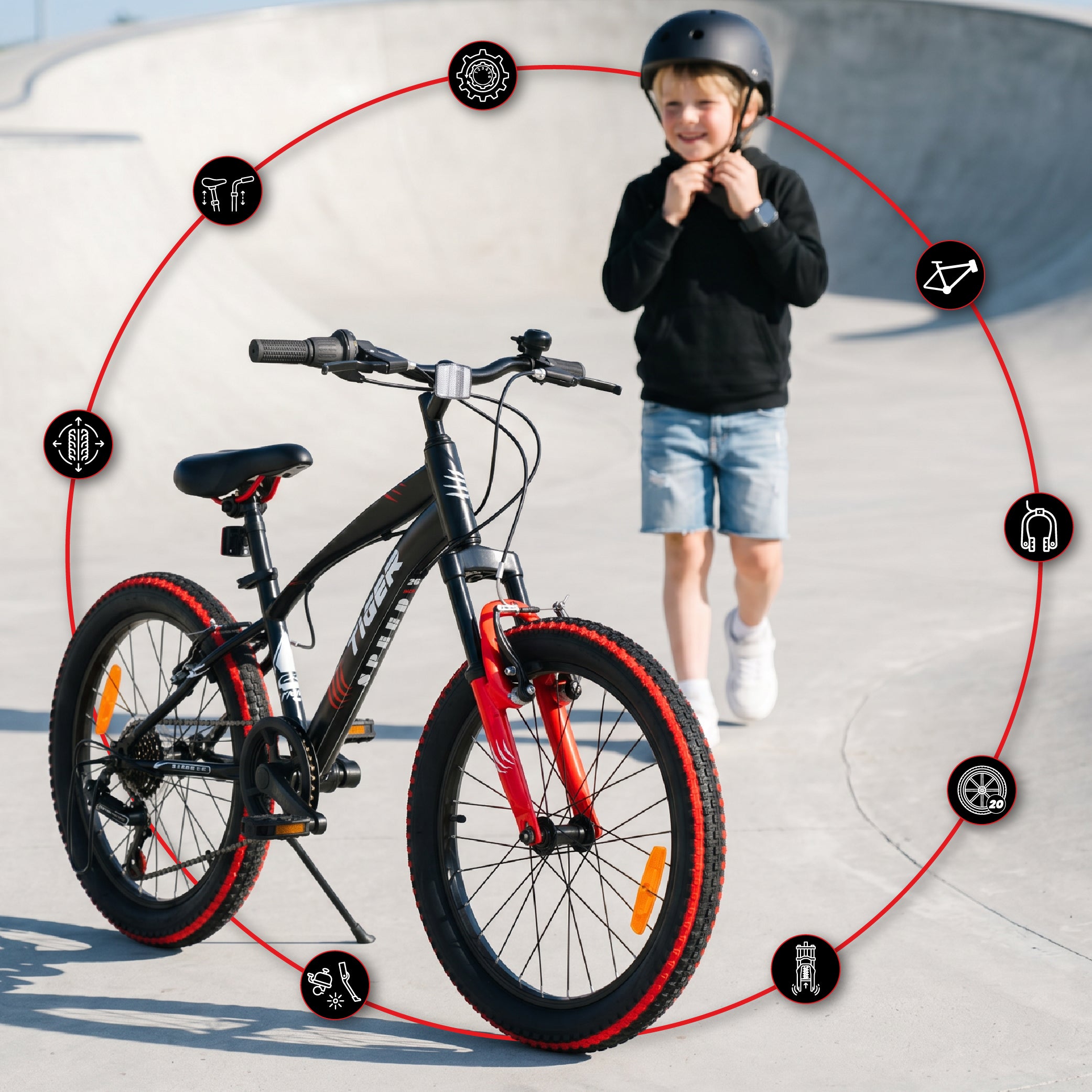 Jungenfahrrad 20 Zoll, 6-Gang-Shimano-Gang-Federung, breite Reifen, Re – SunBaby