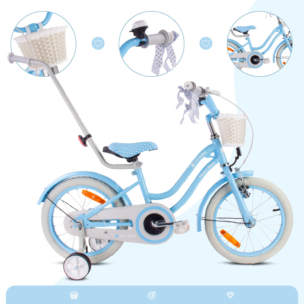 16 zoll kinderfahrrad für welches alter 16-Zoll-Kinderfahrrad für Mädchen, mit Schieber, Korb und Seitenrädern – SunBaby