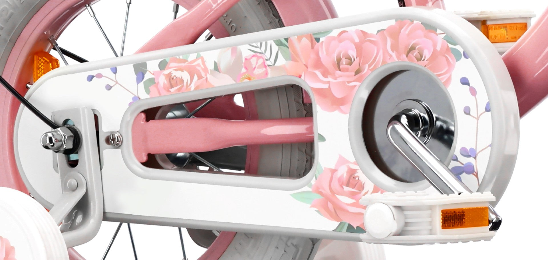 Kinderfahrrad 12 Zoll Mädchenfahrrad Korb Führungsschienen Seitenräder Blumenrad rosa