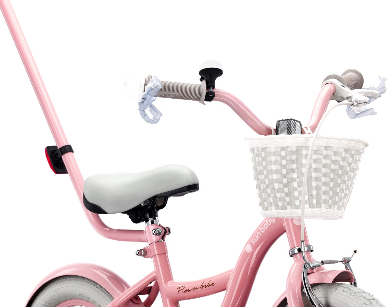 Kinderfahrrad 12 Zoll Mädchenfahrrad Korb Führungsschienen Seitenräder Blumenrad rosa
