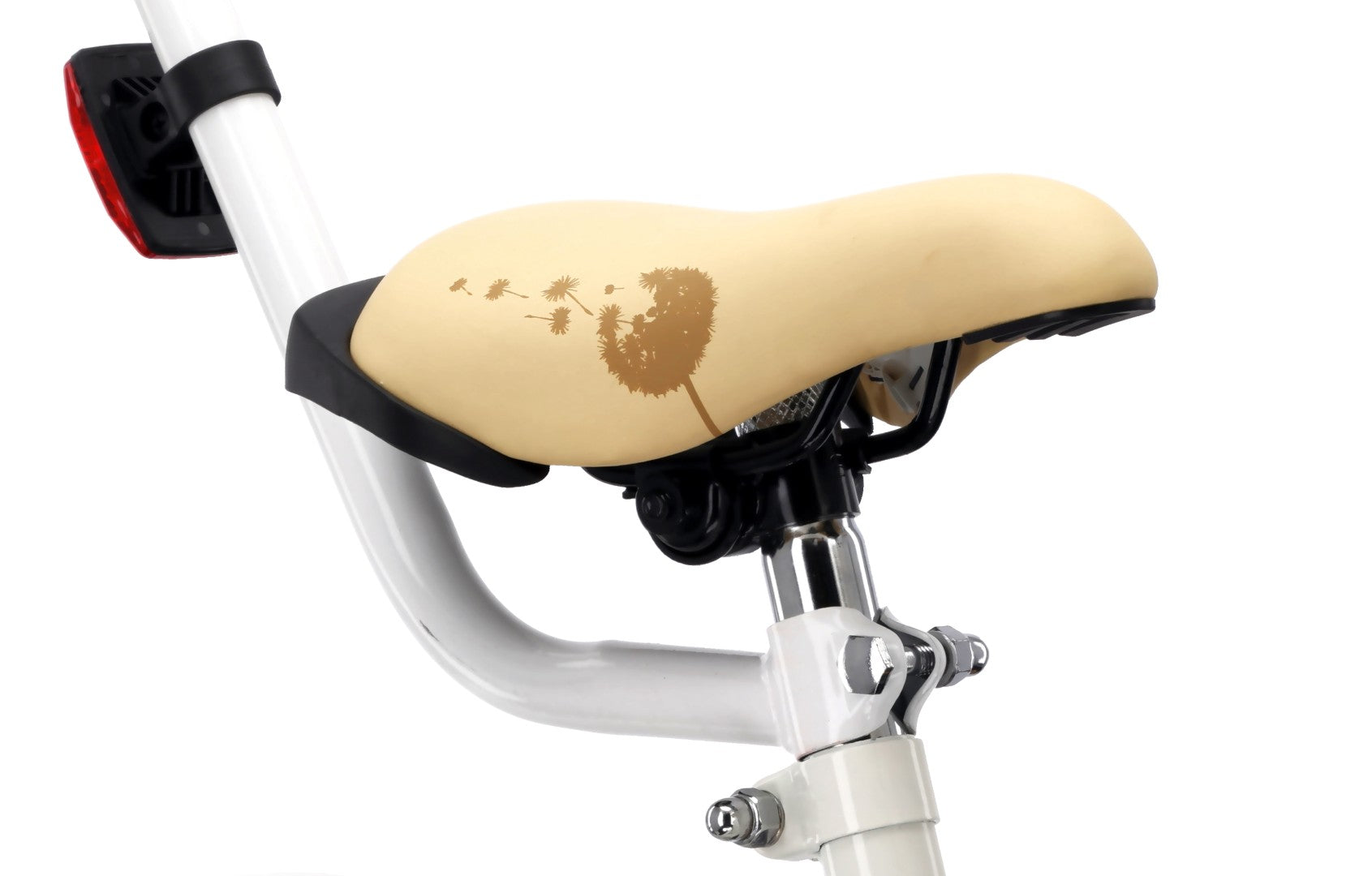 Rower dziecięcy Rower dla dziewczynki 12 cali Koszyk Prowadnik Kółka boczne Flower Bike Dmuchawiec biało beżowy Sun Baby