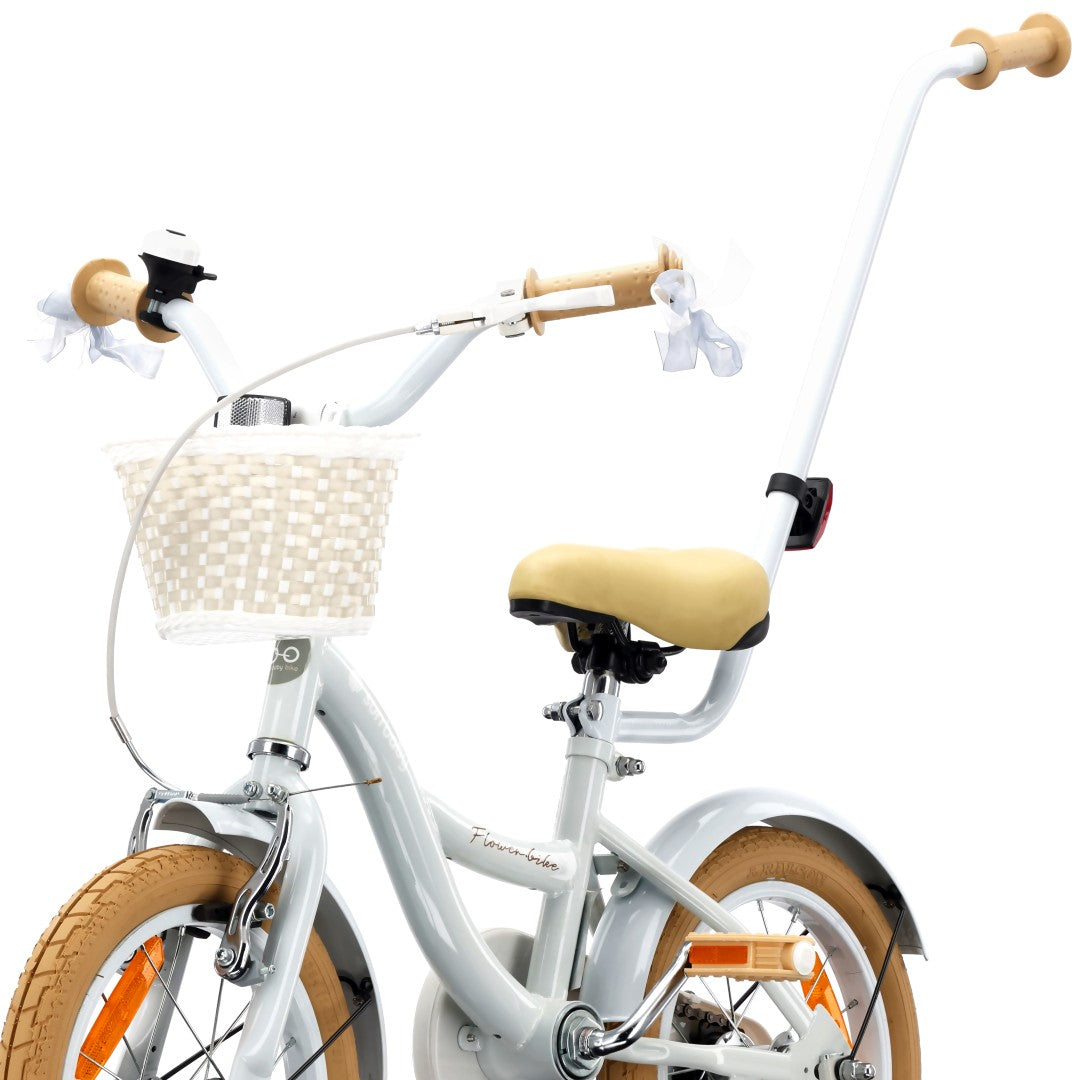 Rower dla dziewczynki 14 cali Pchacz Kółka boczne Koszyk Flower bike baby blue