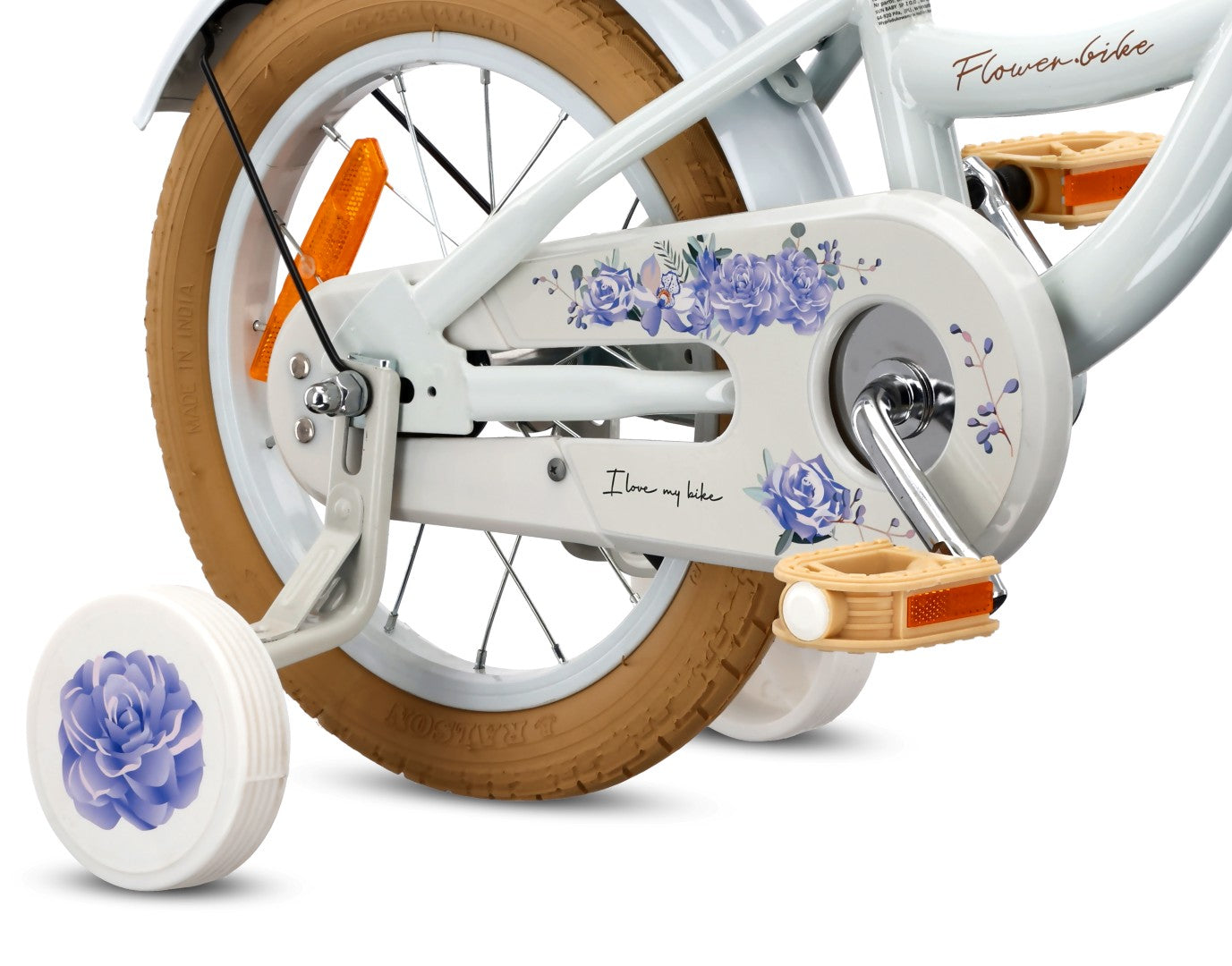 Rower dla dziewczynki 14 cali Pchacz Kółka boczne Koszyk Flower bike baby blue