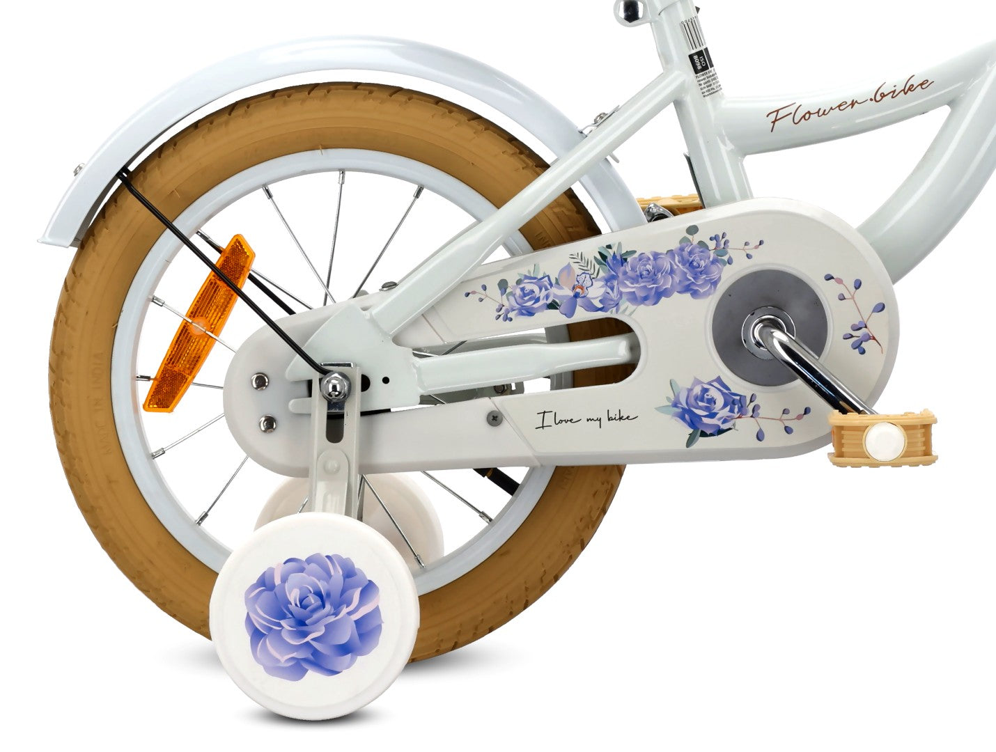 Rower dla dziewczynki 14 cali Pchacz Kółka boczne Koszyk Flower bike baby blue