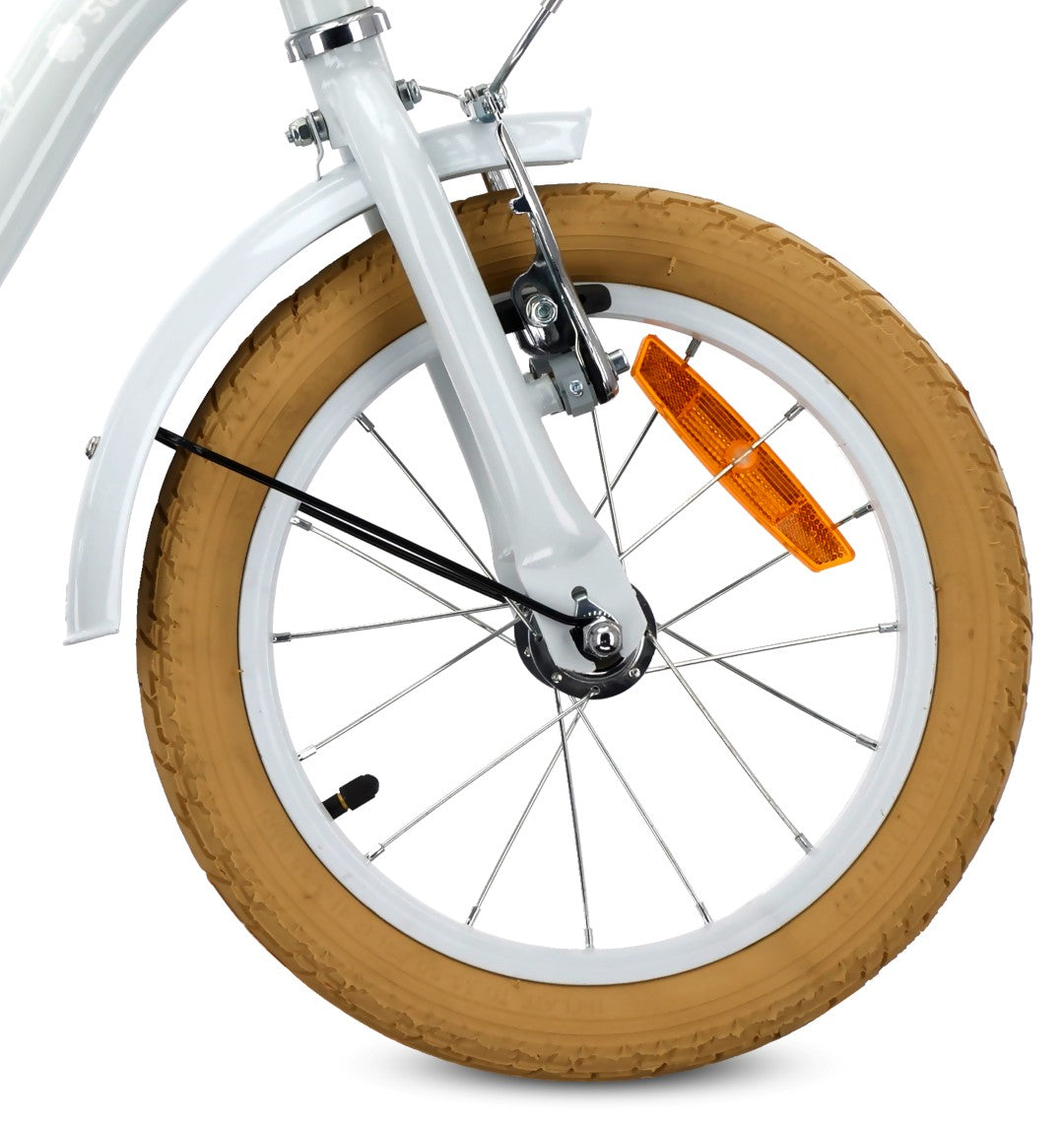 Rower dla dziewczynki 14 cali Pchacz Kółka boczne Koszyk Flower bike baby blue