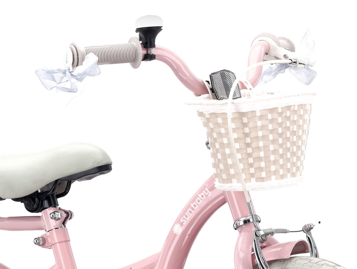 Rower dla dziewczynki 14 cali Pchacz Kółka boczne Koszyk Flower bike różowy