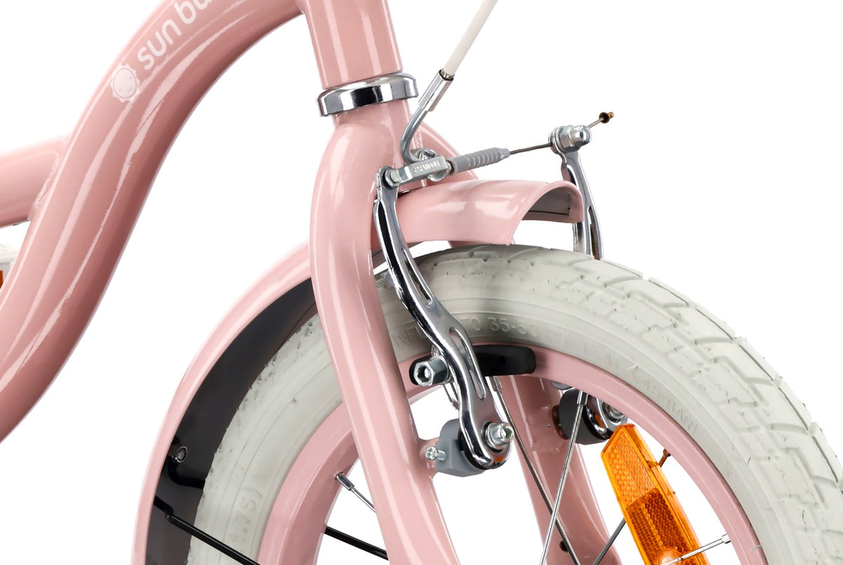 Rower dziecięcy 14 cali dla dziewczynki 3 4 5 lat Pchacz Kółka boczne Koszyk V-brake Flower Retro bike różowy