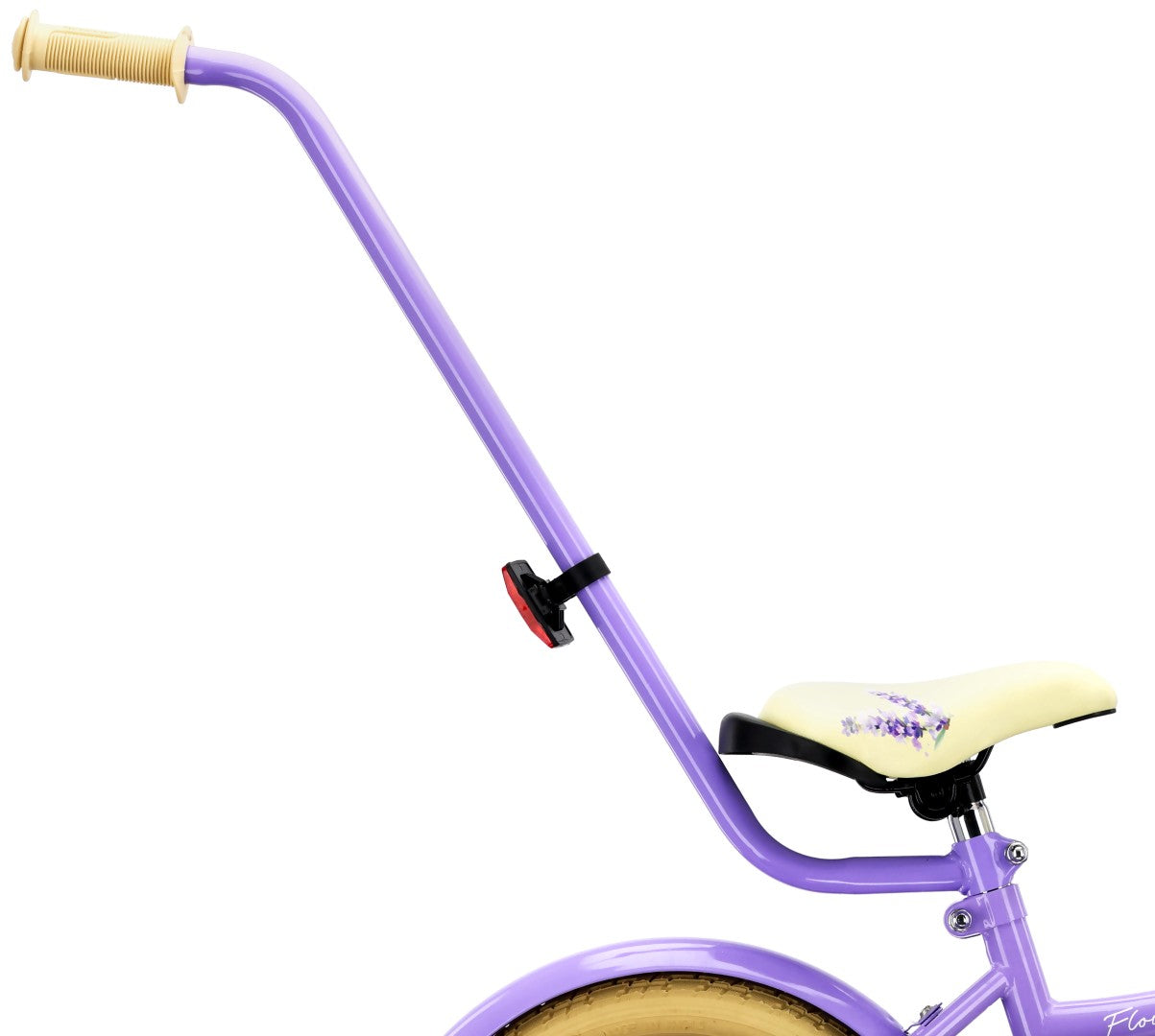 14-Zoll-Mädchenfahrrad mit Schieber, Seitenrädern und Korb, Blumenfahrrad, Lavendel